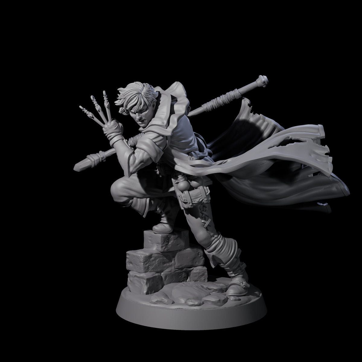 Swiping Trickster Mage Miniature for Dungeons and Dragons, Pathfinder or other TTRPGs