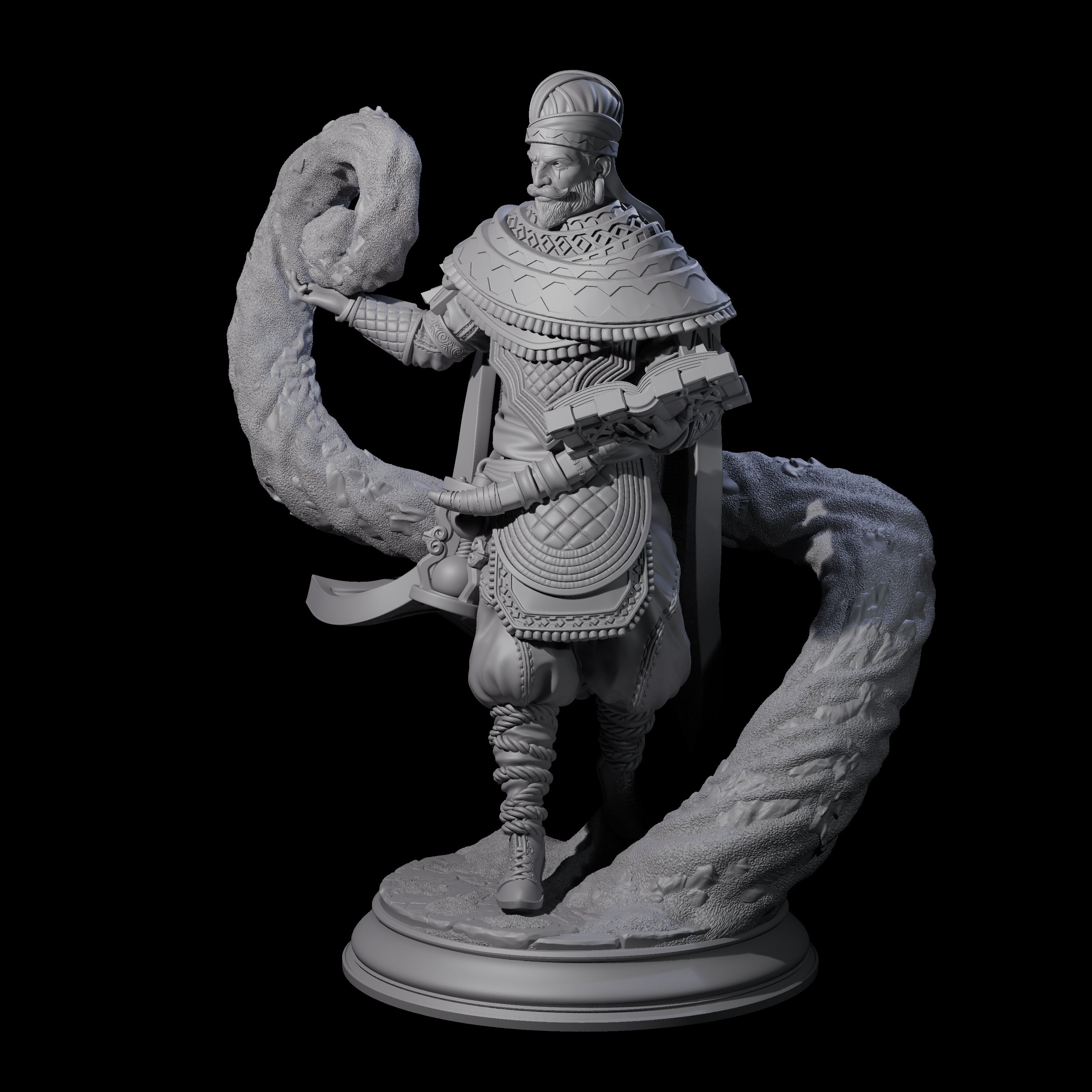 Swirling Human Serpent Cultist Miniature for Dungeons and Dragons, Pathfinder or other TTRPGs