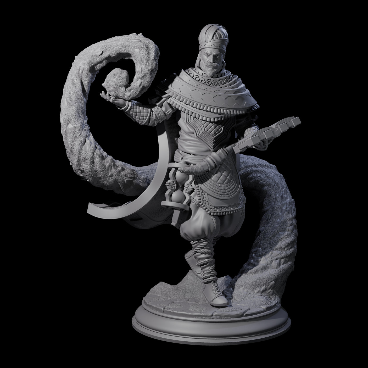 Swirling Human Serpent Cultist Miniature for Dungeons and Dragons, Pathfinder or other TTRPGs