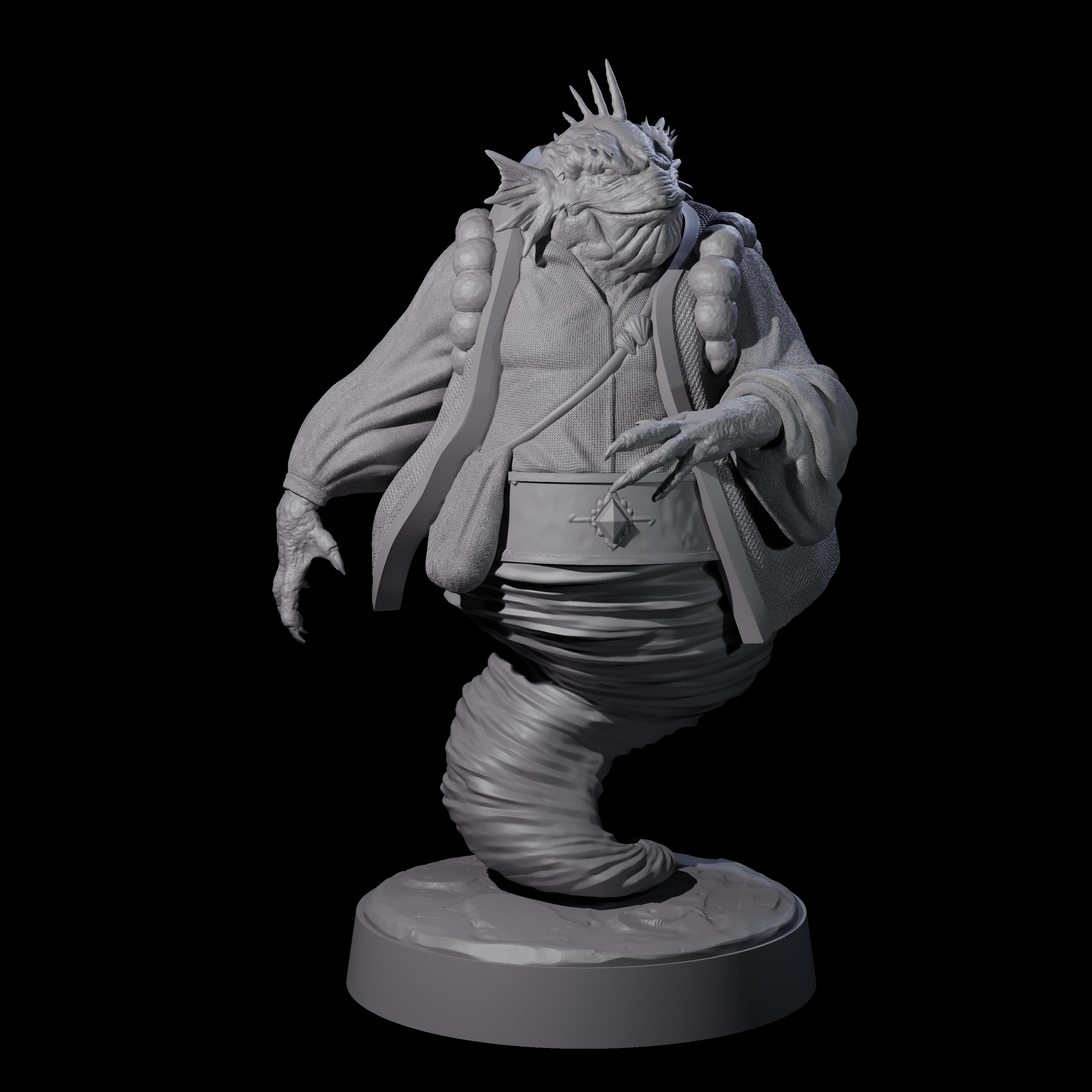 Swirling Locathah Djinni Miniature for Dungeons and Dragons, Pathfinder or other TTRPGs