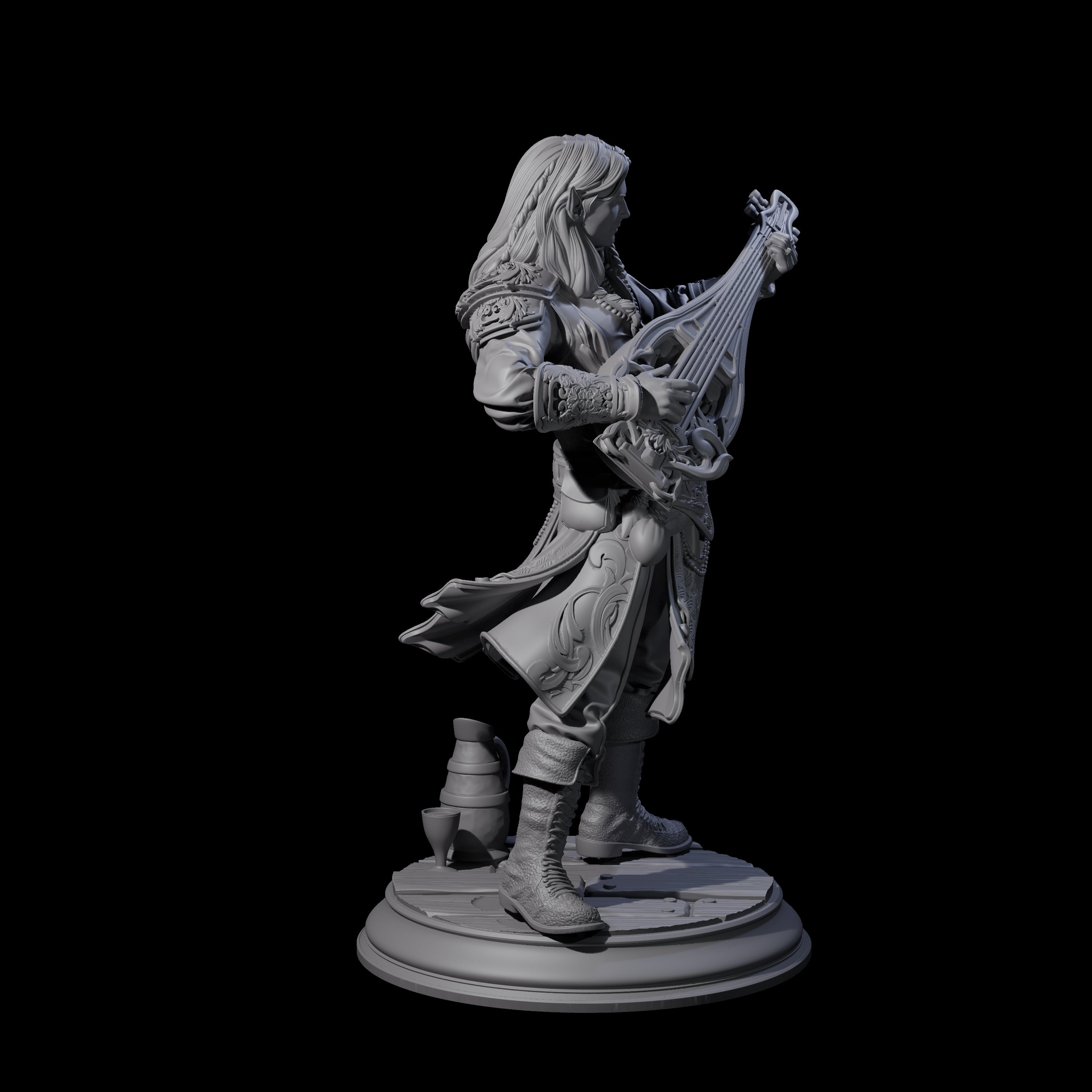 Swooning Elf Bard Miniature for Dungeons and Dragons, Pathfinder or other TTRPGs