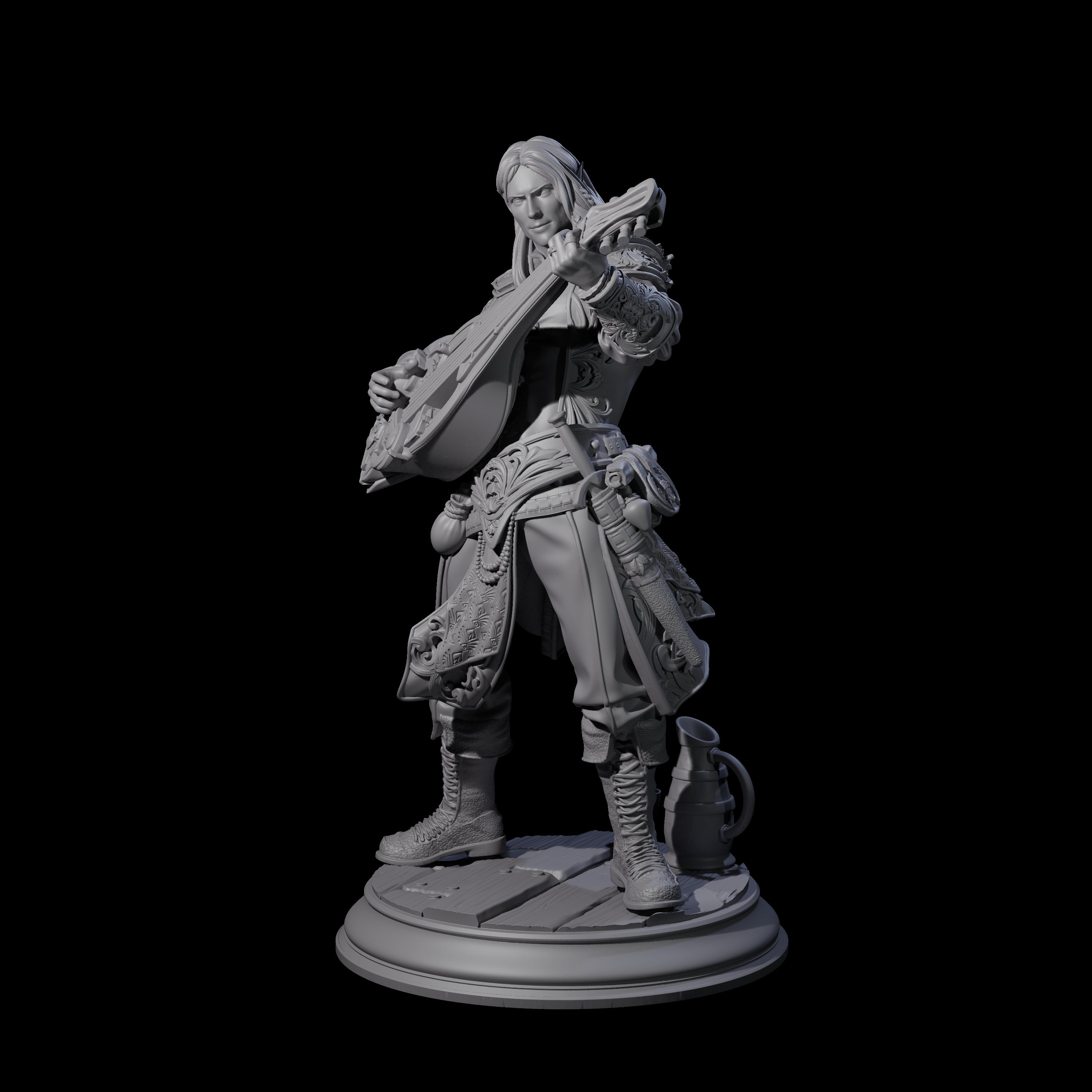 Swooning Elf Bard Miniature for Dungeons and Dragons, Pathfinder or other TTRPGs