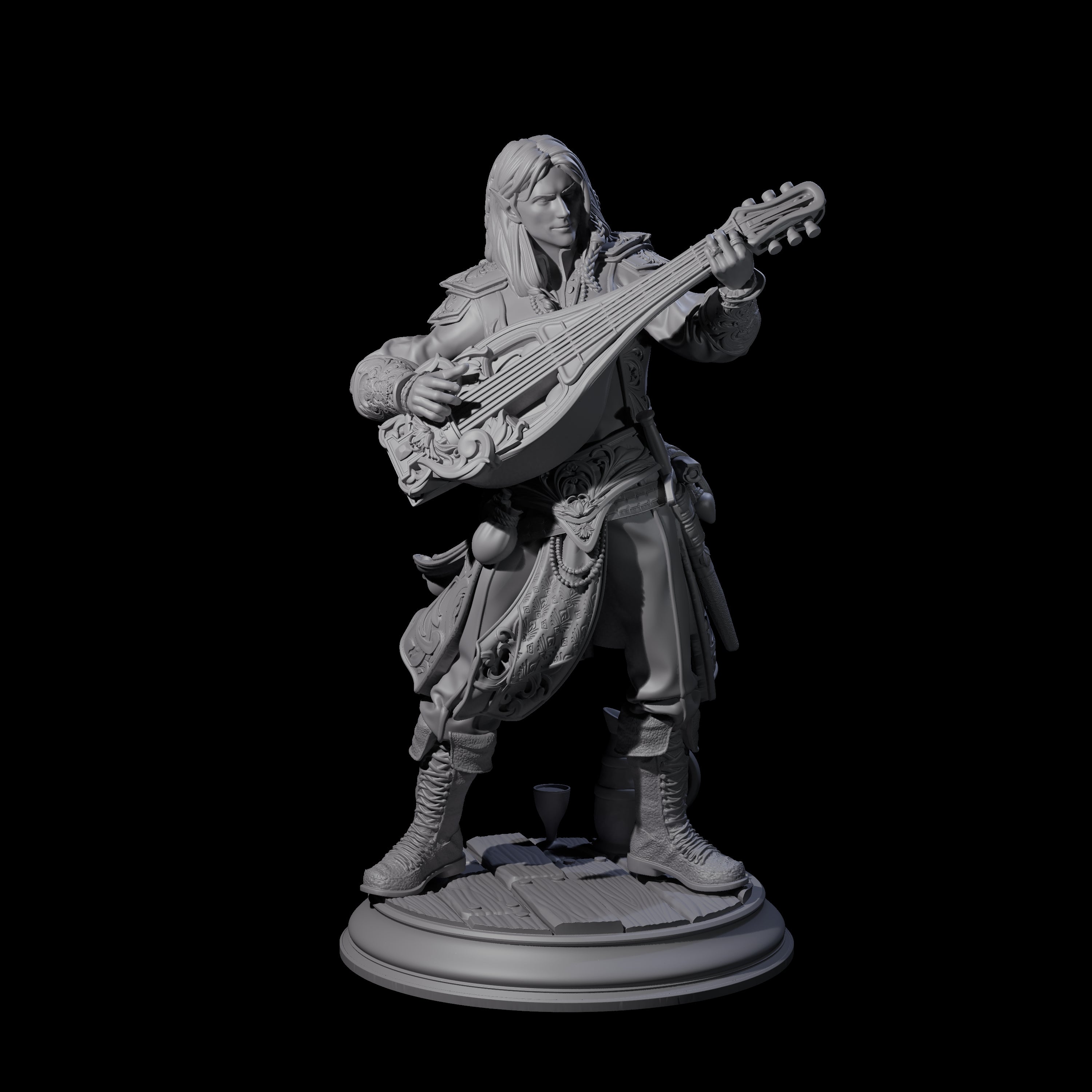 Swooning Elf Bard Miniature for Dungeons and Dragons, Pathfinder or other TTRPGs