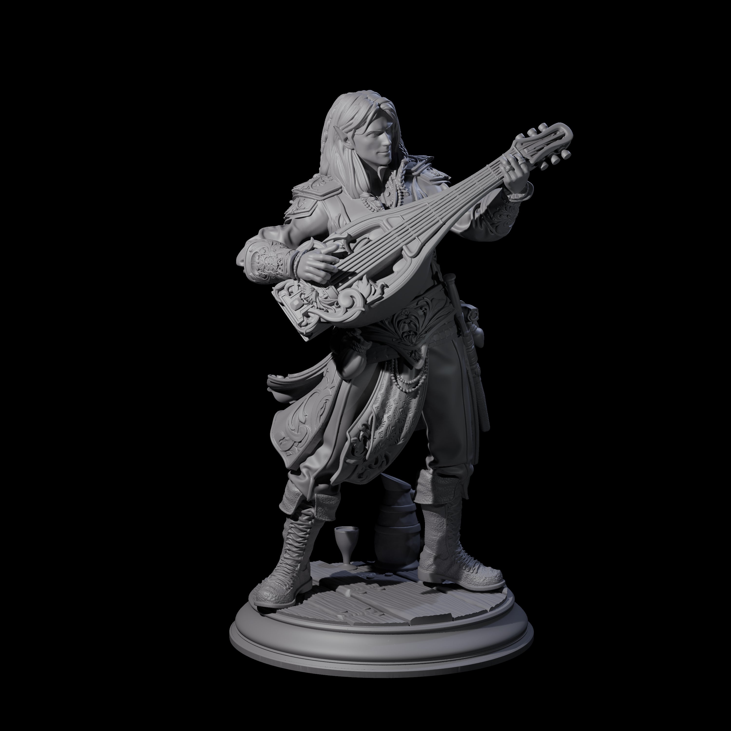 Swooning Elf Bard Miniature for Dungeons and Dragons, Pathfinder or other TTRPGs