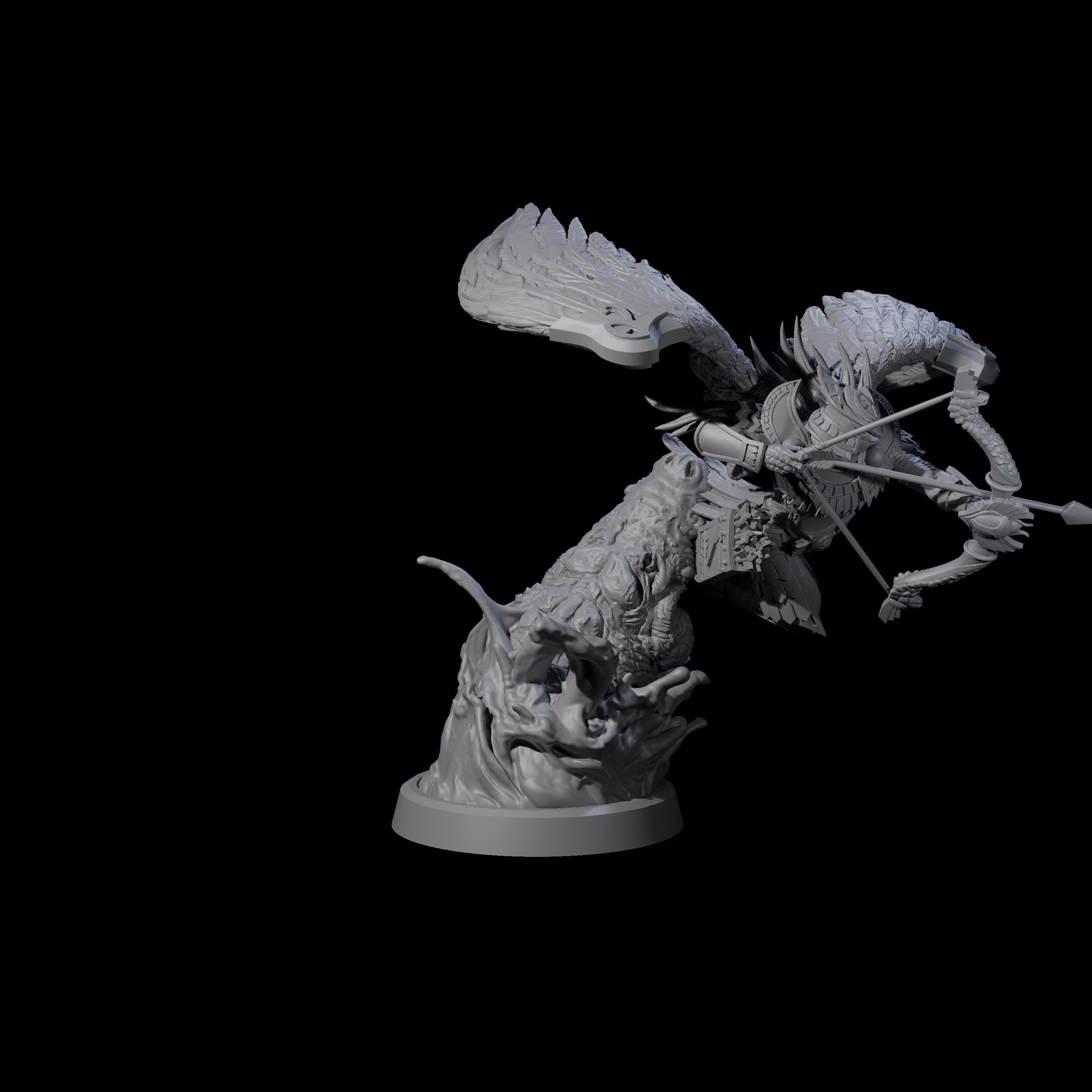 Swooping Aarakocra Archer Miniature for Dungeons and Dragons, Pathfinder or other TTRPGs
