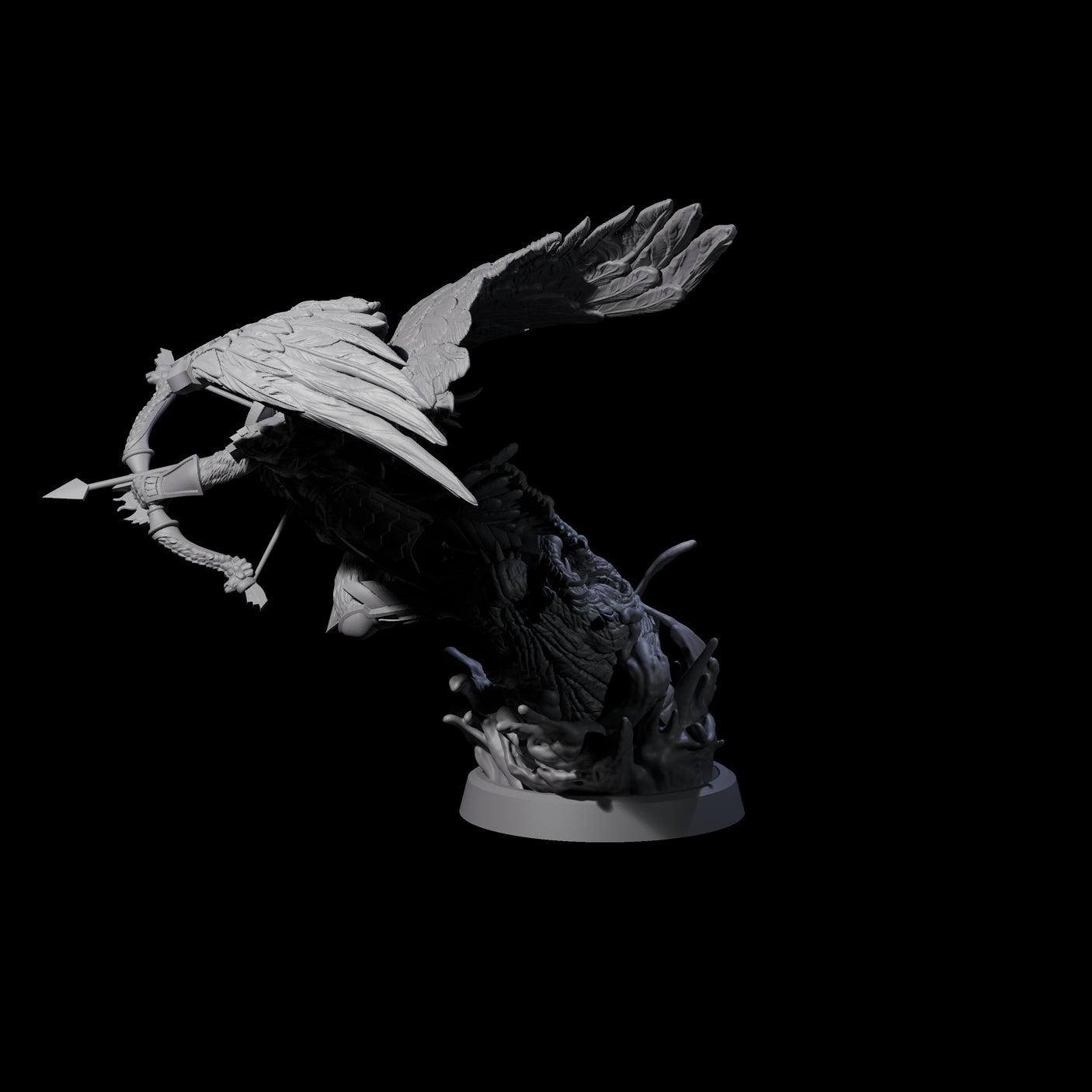 Swooping Aarakocra Archer Miniature for Dungeons and Dragons, Pathfinder or other TTRPGs