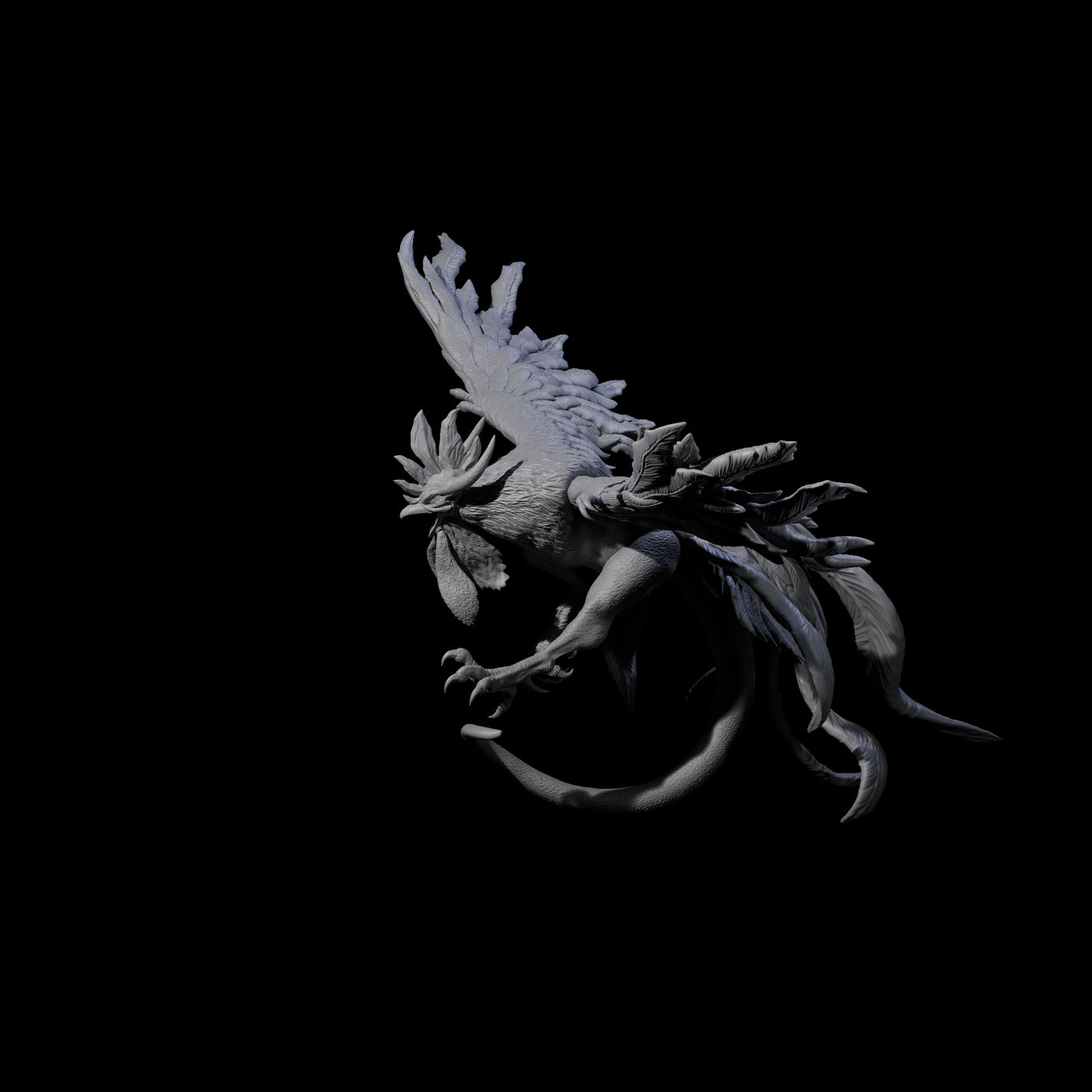 Swooping Cockatrice Miniature for Dungeons and Dragons, Pathfinder or other TTRPGs