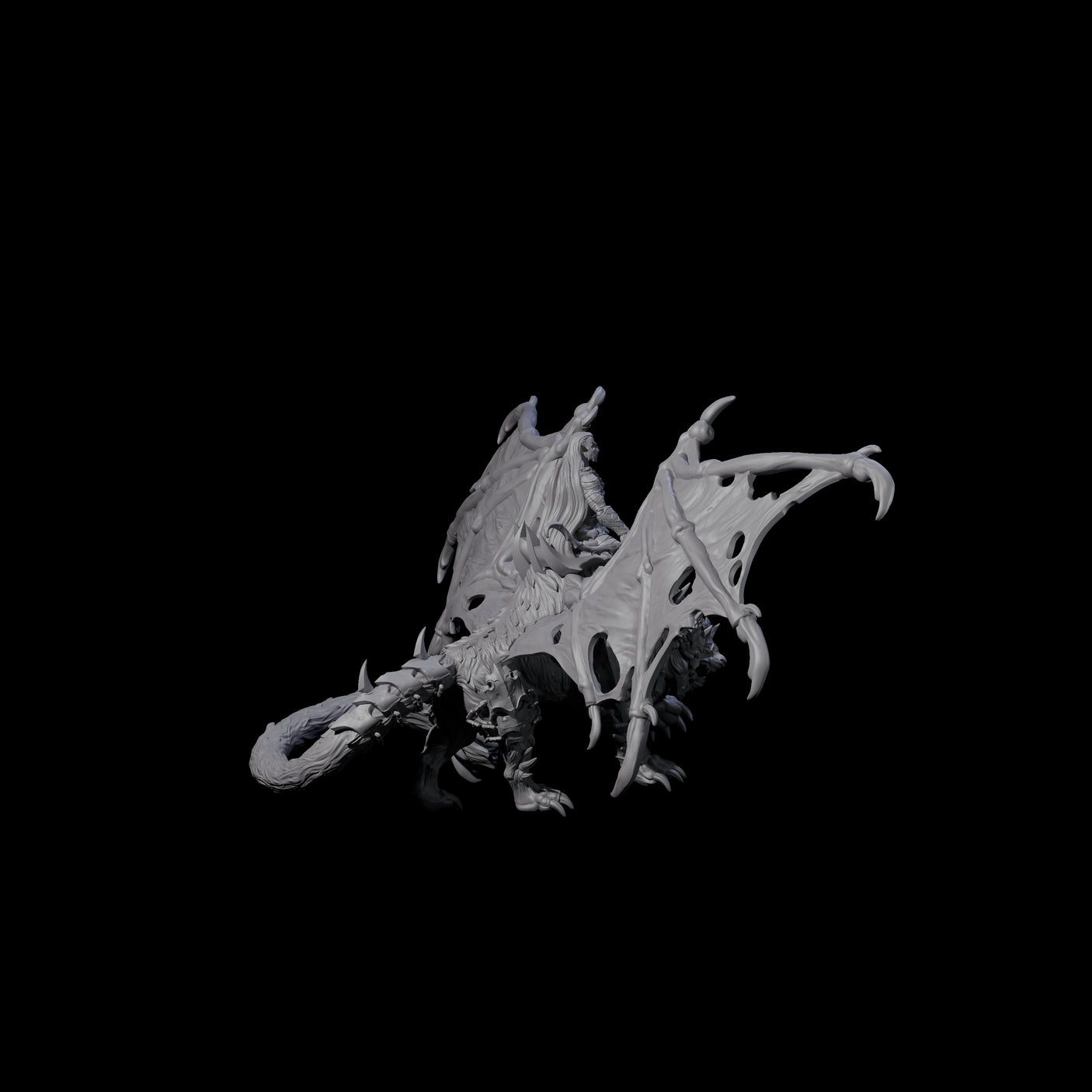 Swooping Dark Elf Manticore Rider A Miniature for Dungeons and Dragons, Pathfinder or other TTRPGs