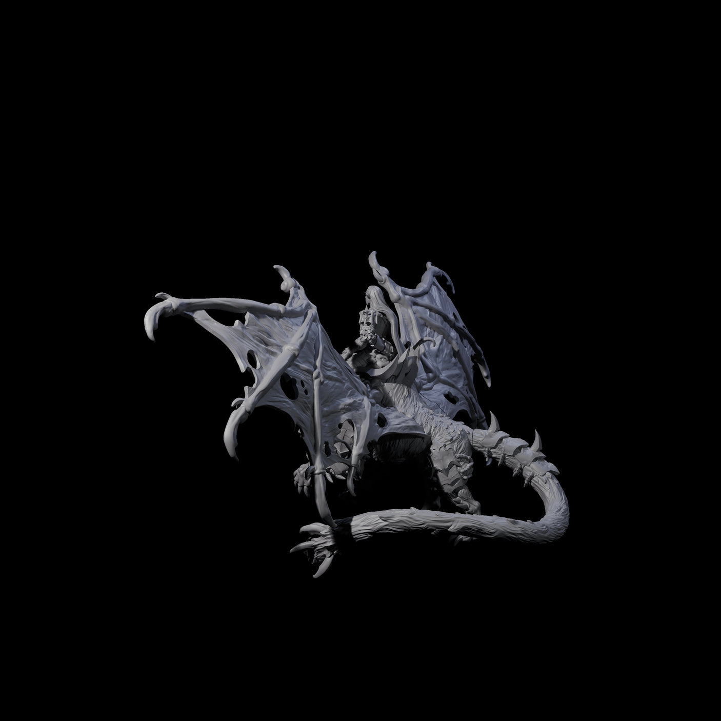 Swooping Dark Elf Manticore Rider A Miniature for Dungeons and Dragons, Pathfinder or other TTRPGs