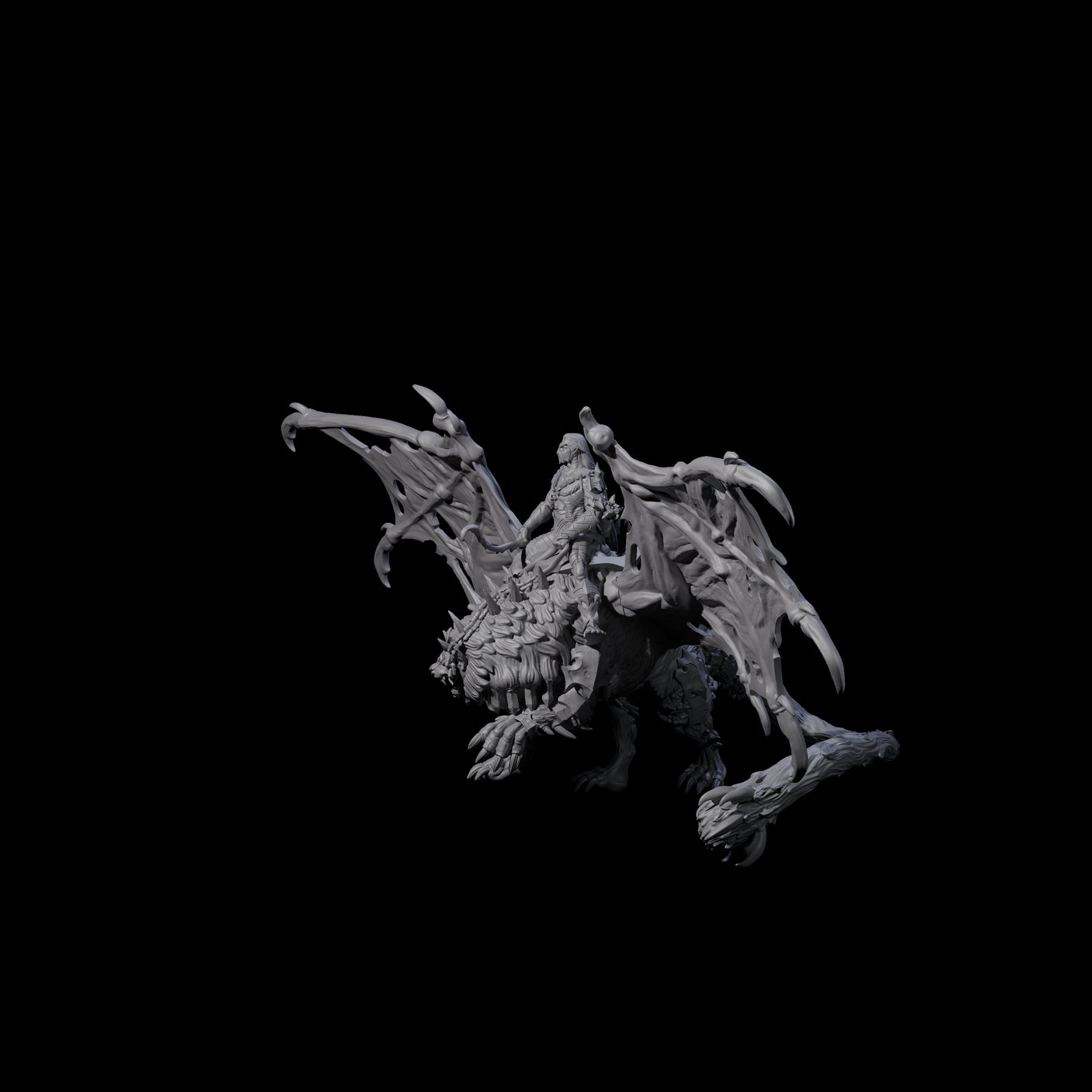 Swooping Dark Elf Manticore Rider A Miniature for Dungeons and Dragons, Pathfinder or other TTRPGs