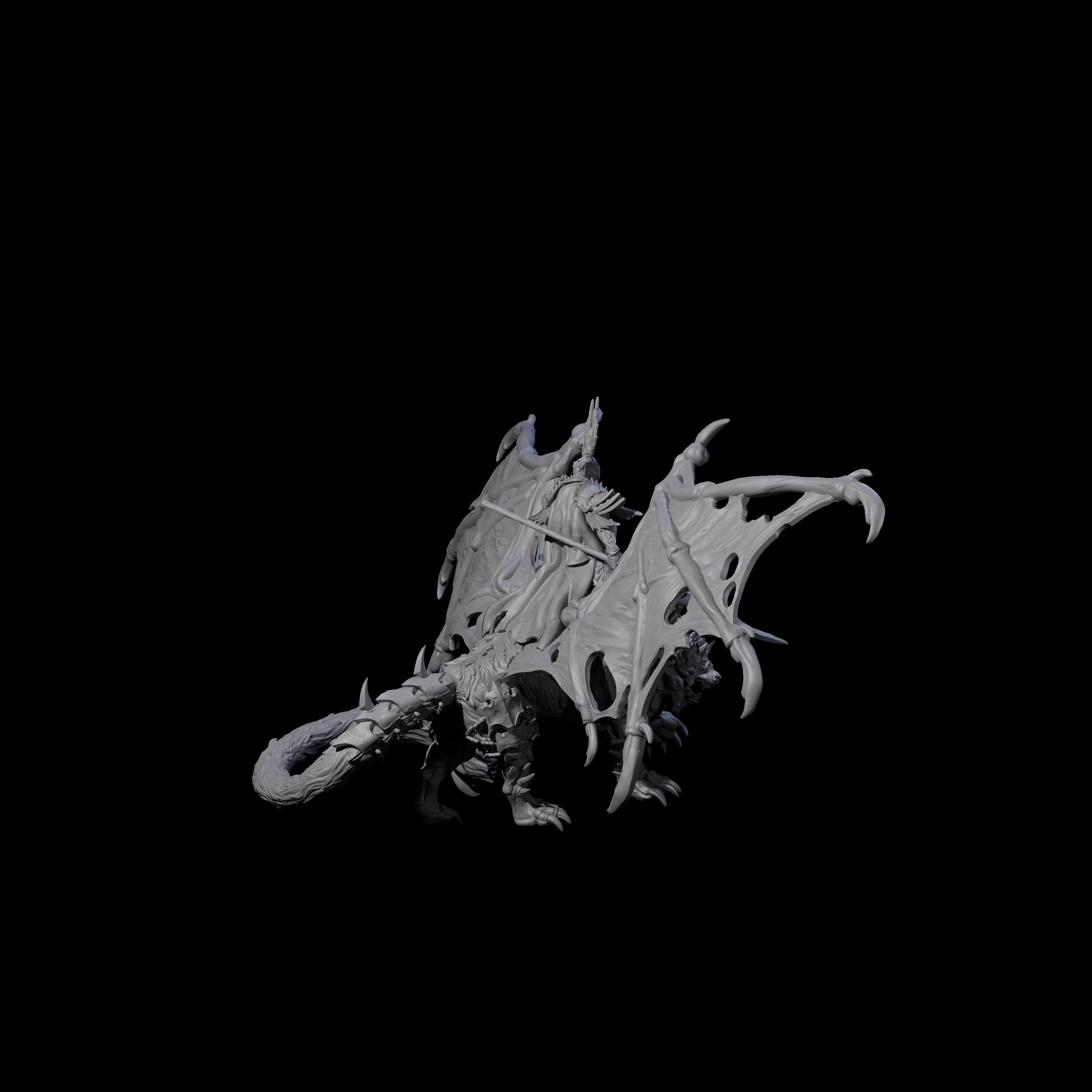 Swooping Dark Elf Manticore Rider B Miniature for Dungeons and Dragons, Pathfinder or other TTRPGs