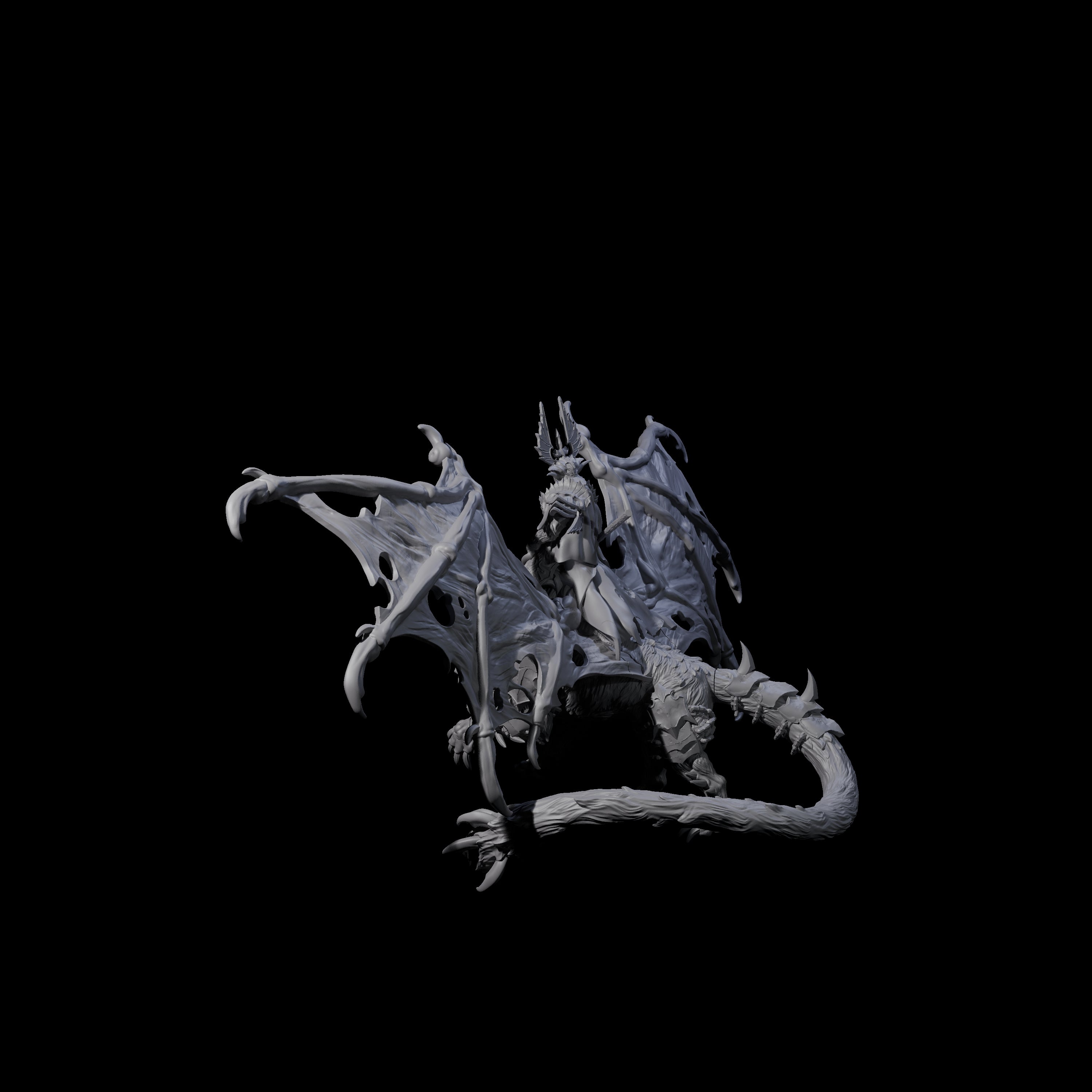 Swooping Dark Elf Manticore Rider B Miniature for Dungeons and Dragons, Pathfinder or other TTRPGs