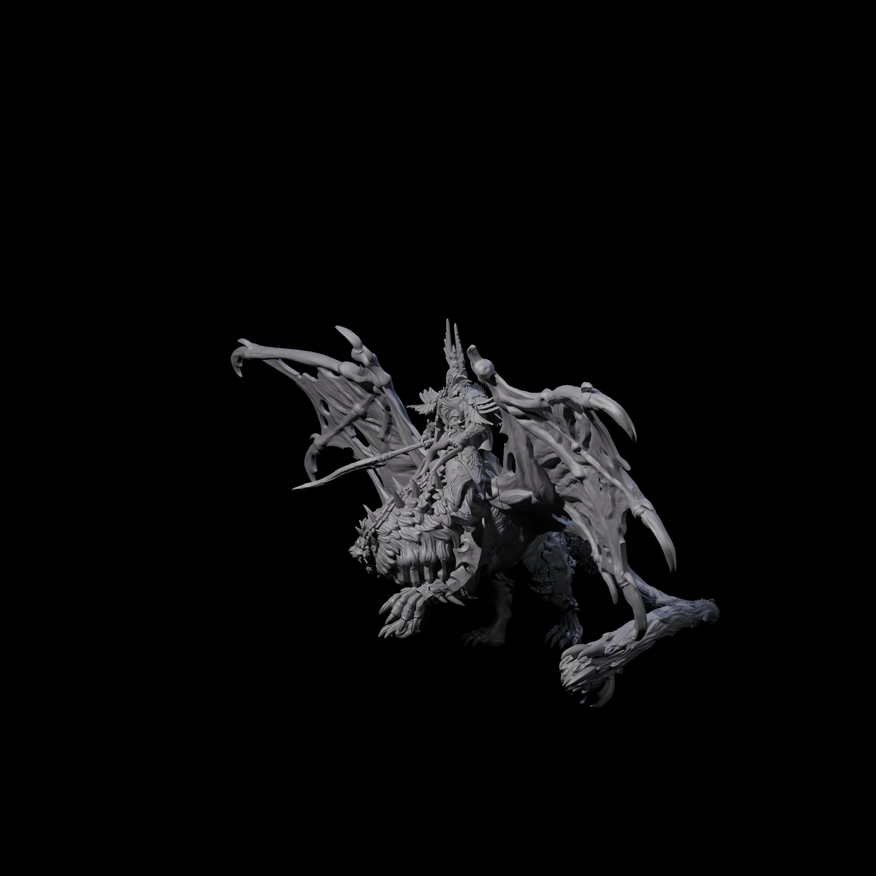 Swooping Dark Elf Manticore Rider B Miniature for Dungeons and Dragons, Pathfinder or other TTRPGs
