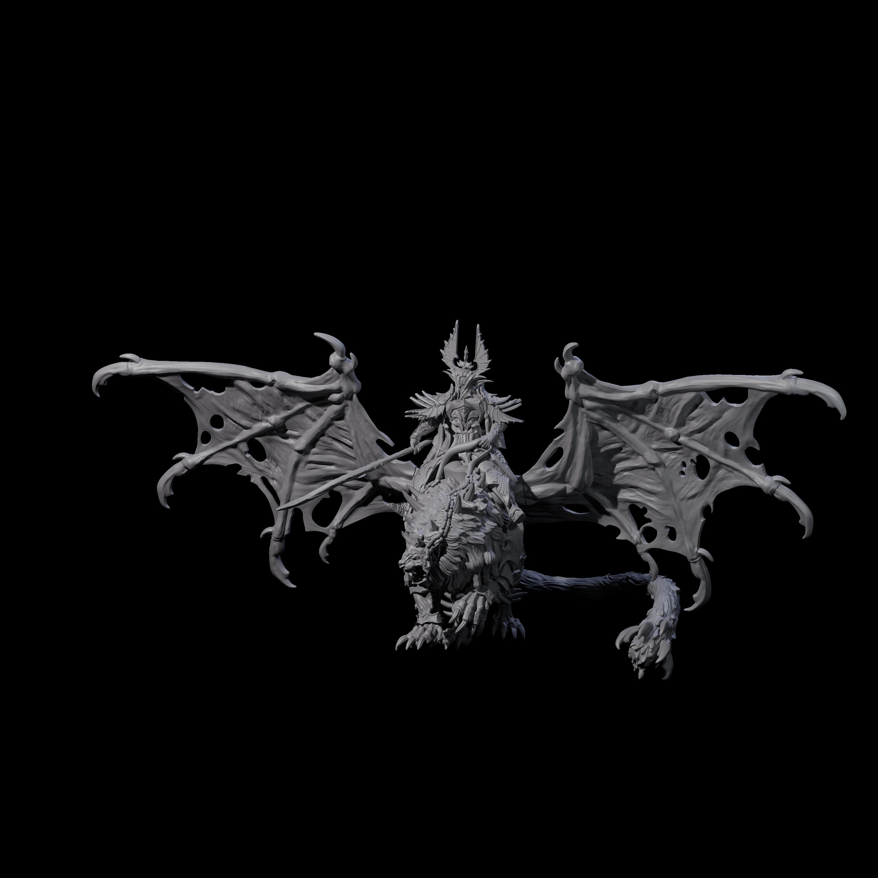 Swooping Dark Elf Manticore Rider B Miniature for Dungeons and Dragons, Pathfinder or other TTRPGs