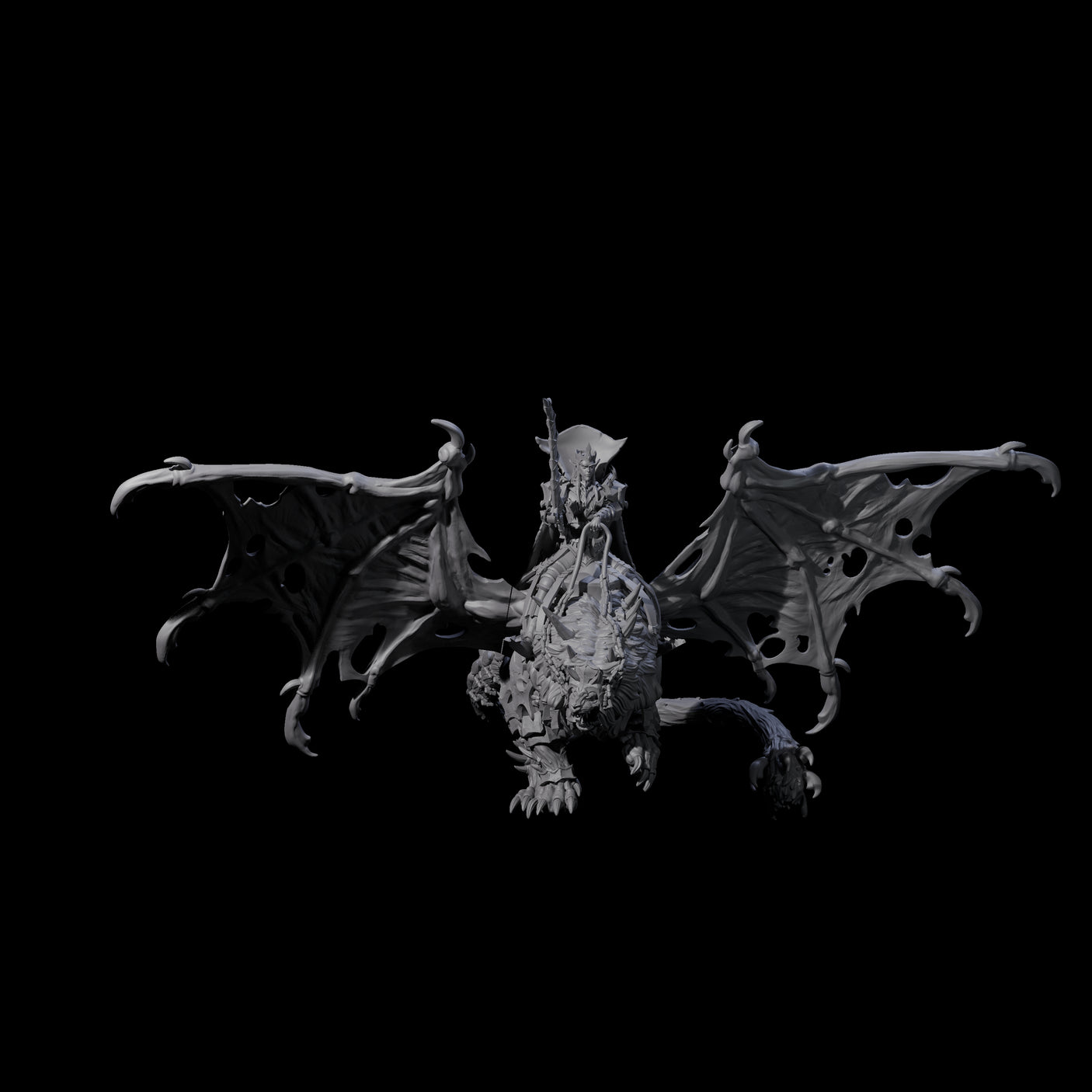 Swooping Dark Elf Manticore Rider C Miniature for Dungeons and Dragons, Pathfinder or other TTRPGs