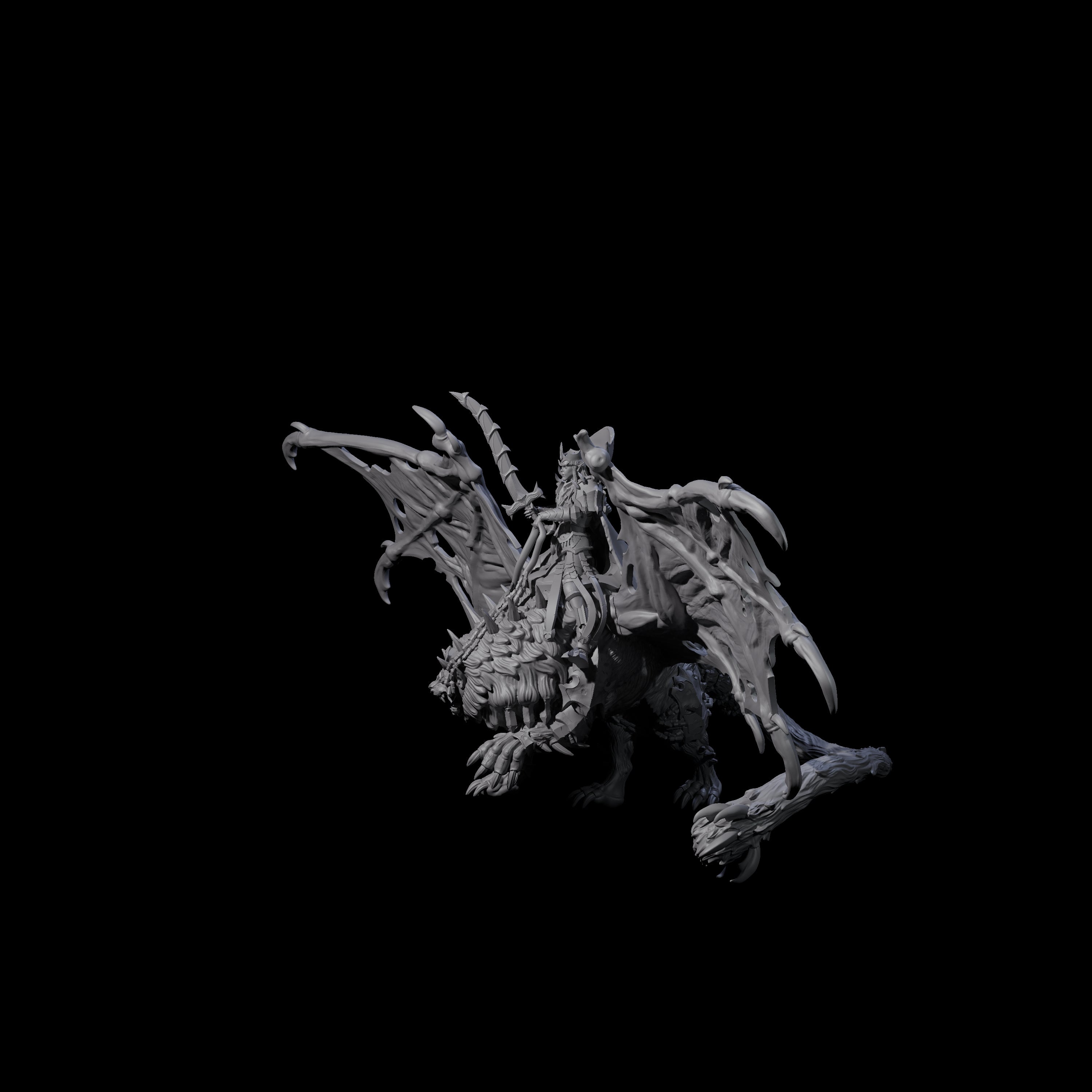 Swooping Dark Elf Manticore Rider C Miniature for Dungeons and Dragons, Pathfinder or other TTRPGs