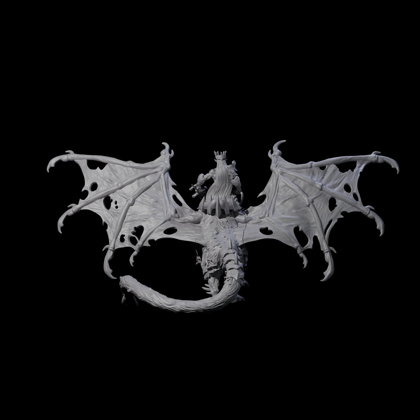 Swooping Dark Elf Manticore Rider D Miniature for Dungeons and Dragons, Pathfinder or other TTRPGs