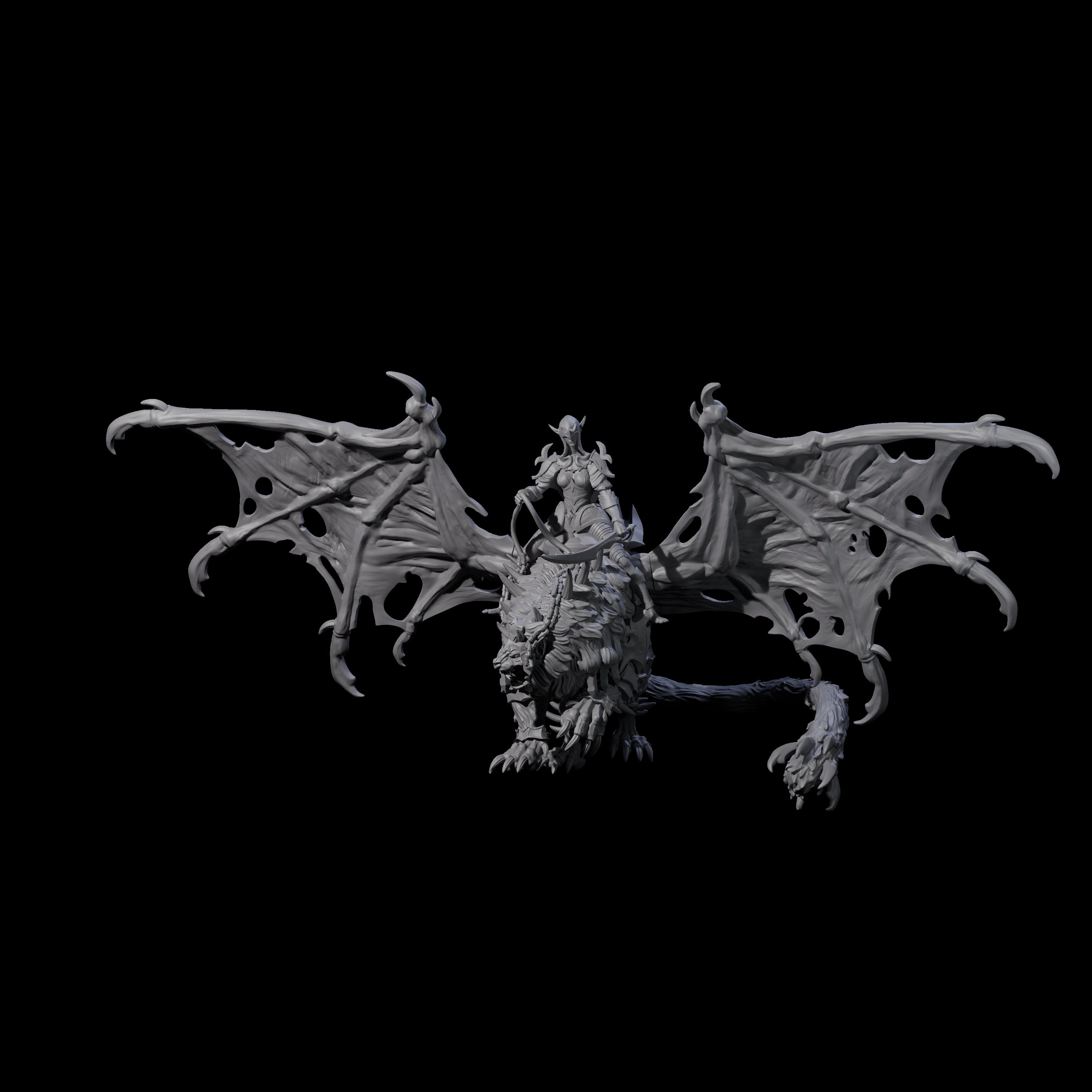 Swooping Dark Elf Manticore Rider E Miniature for Dungeons and Dragons, Pathfinder or other TTRPGs