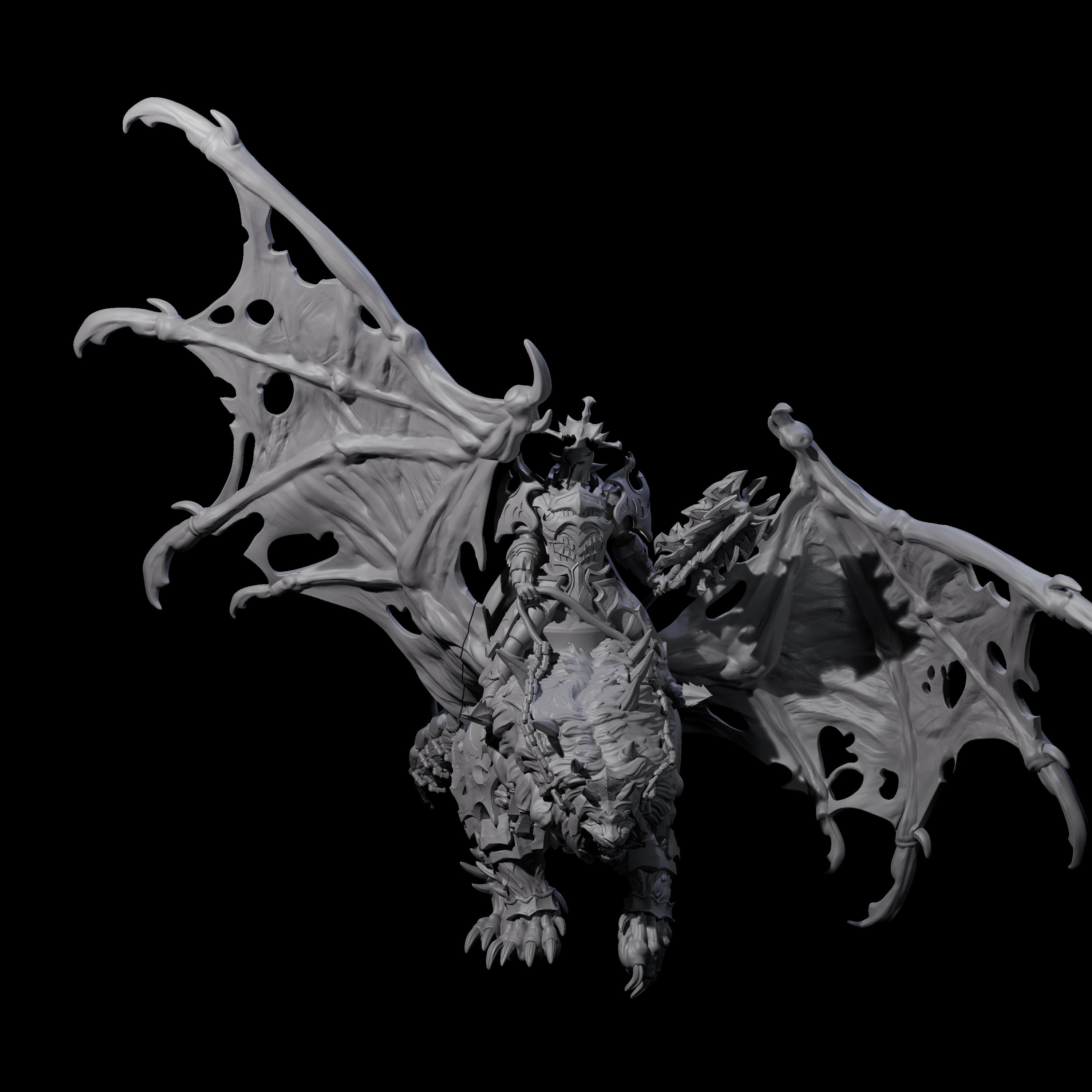 Swooping Dark Elf Manticore Rider F Miniature for Dungeons and Dragons, Pathfinder or other TTRPGs