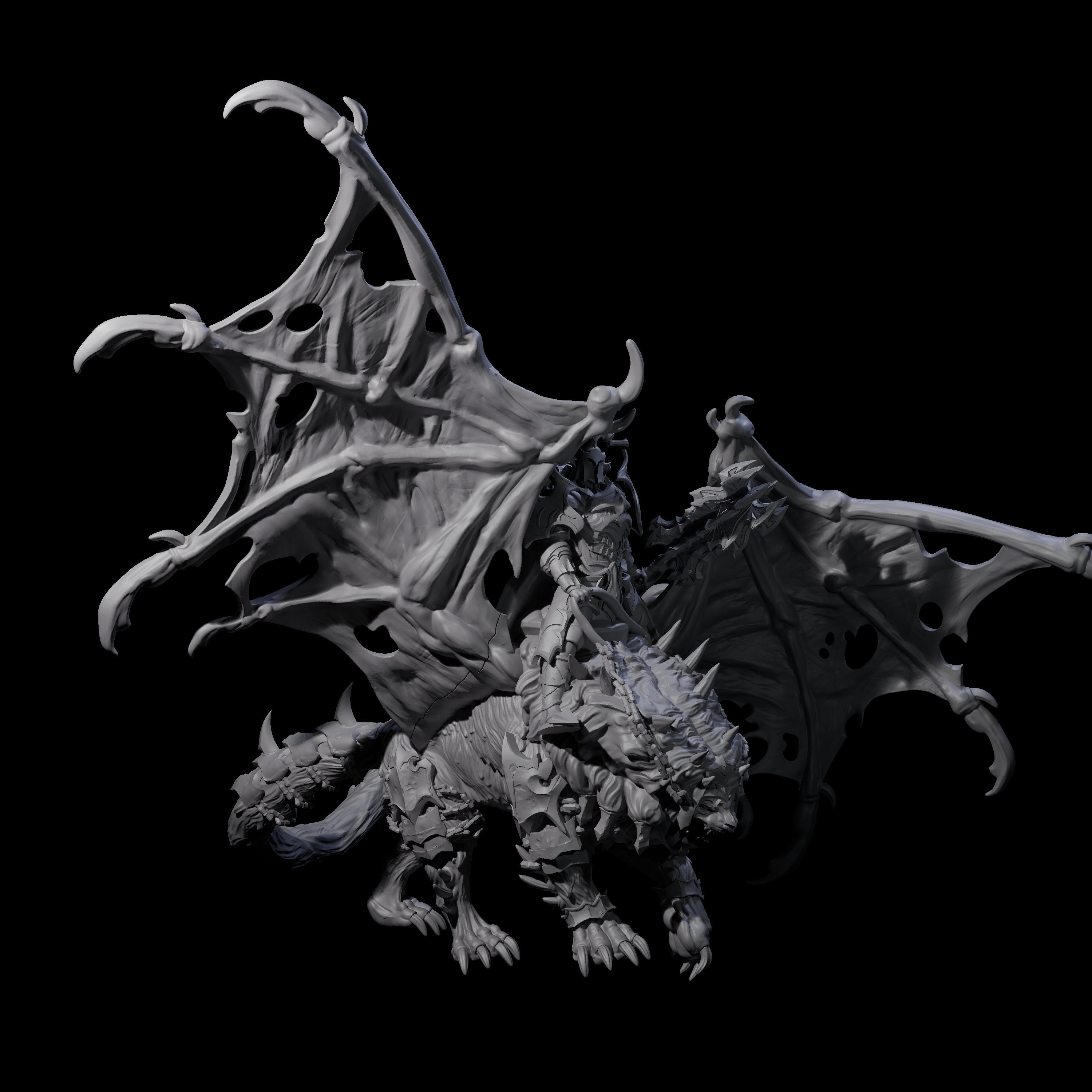 Swooping Dark Elf Manticore Rider F Miniature for Dungeons and Dragons, Pathfinder or other TTRPGs
