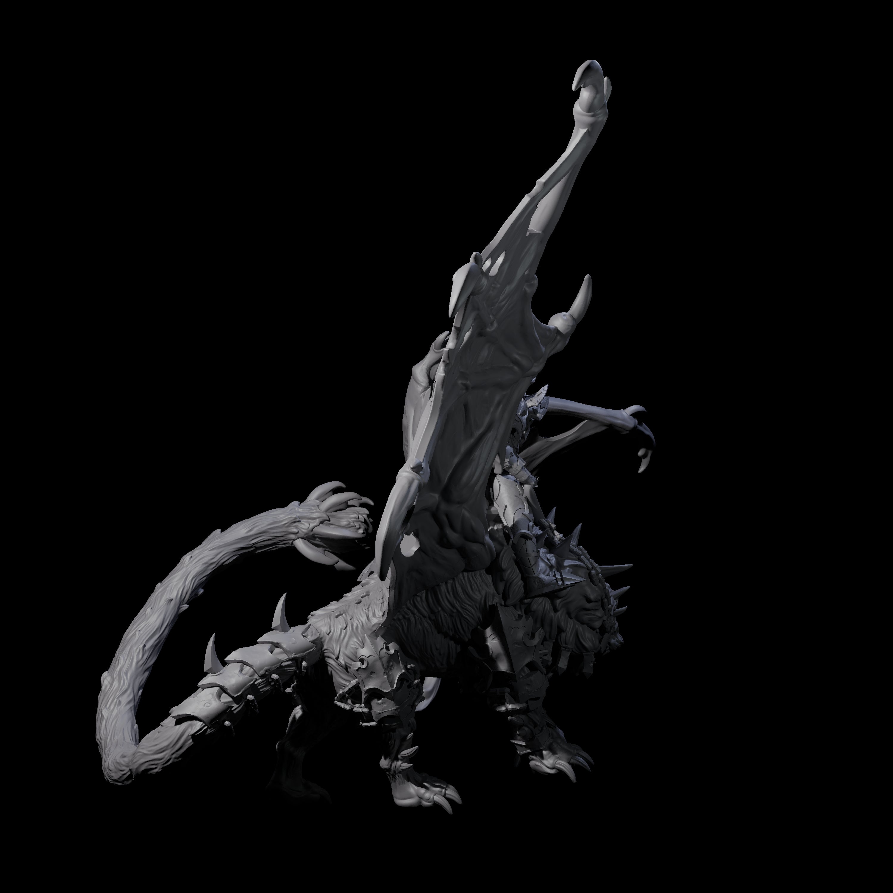 Swooping Dark Elf Manticore Rider F Miniature for Dungeons and Dragons, Pathfinder or other TTRPGs
