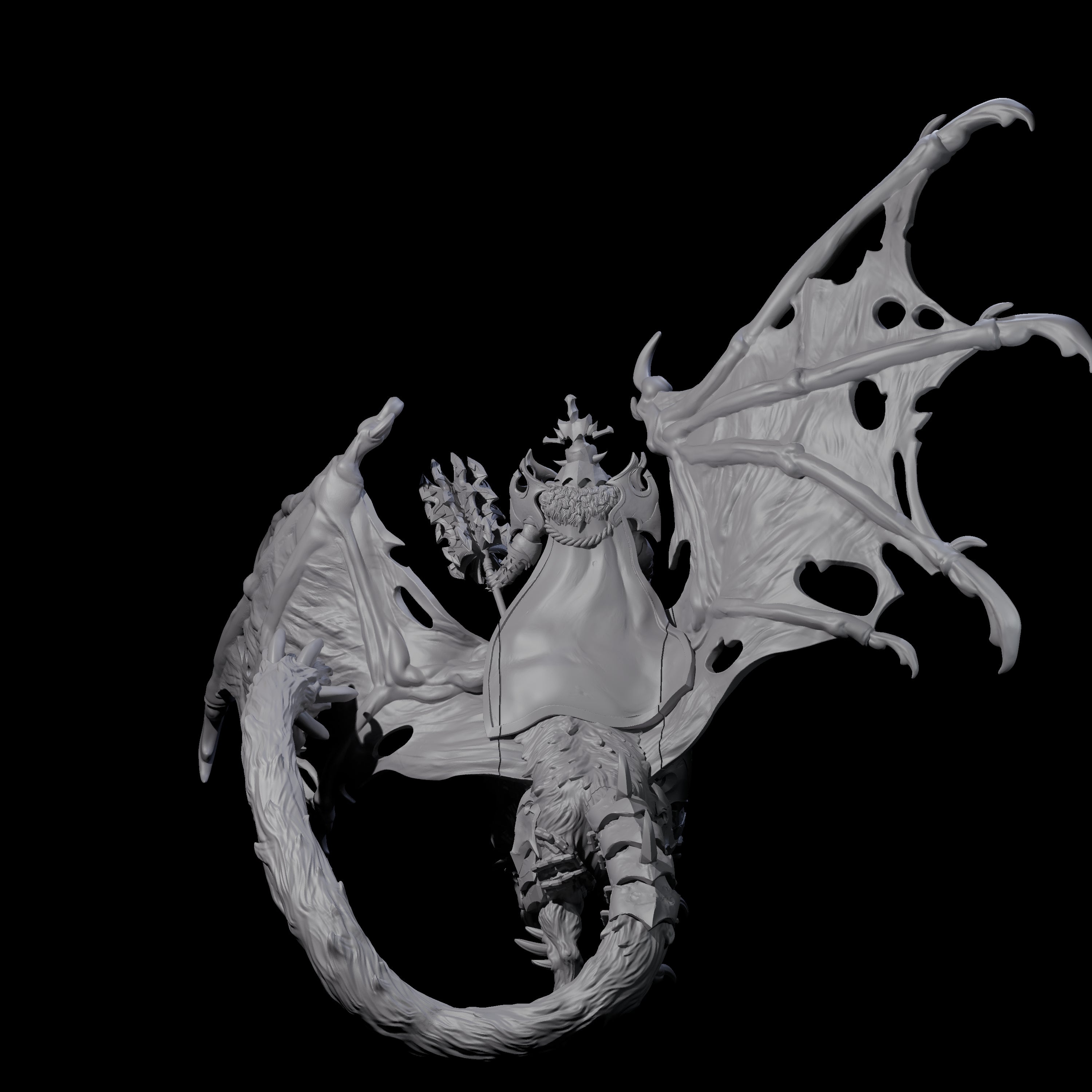 Swooping Dark Elf Manticore Rider F Miniature for Dungeons and Dragons, Pathfinder or other TTRPGs