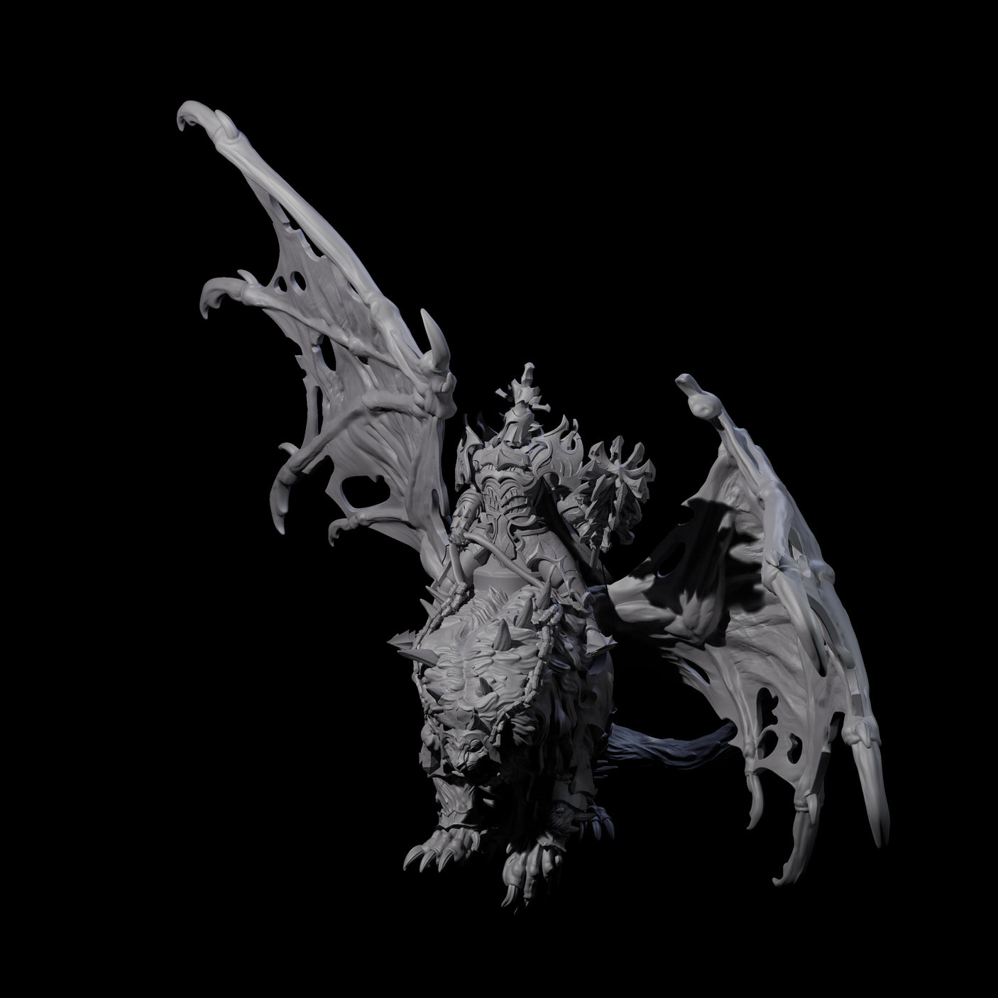Swooping Dark Elf Manticore Rider F Miniature for Dungeons and Dragons, Pathfinder or other TTRPGs
