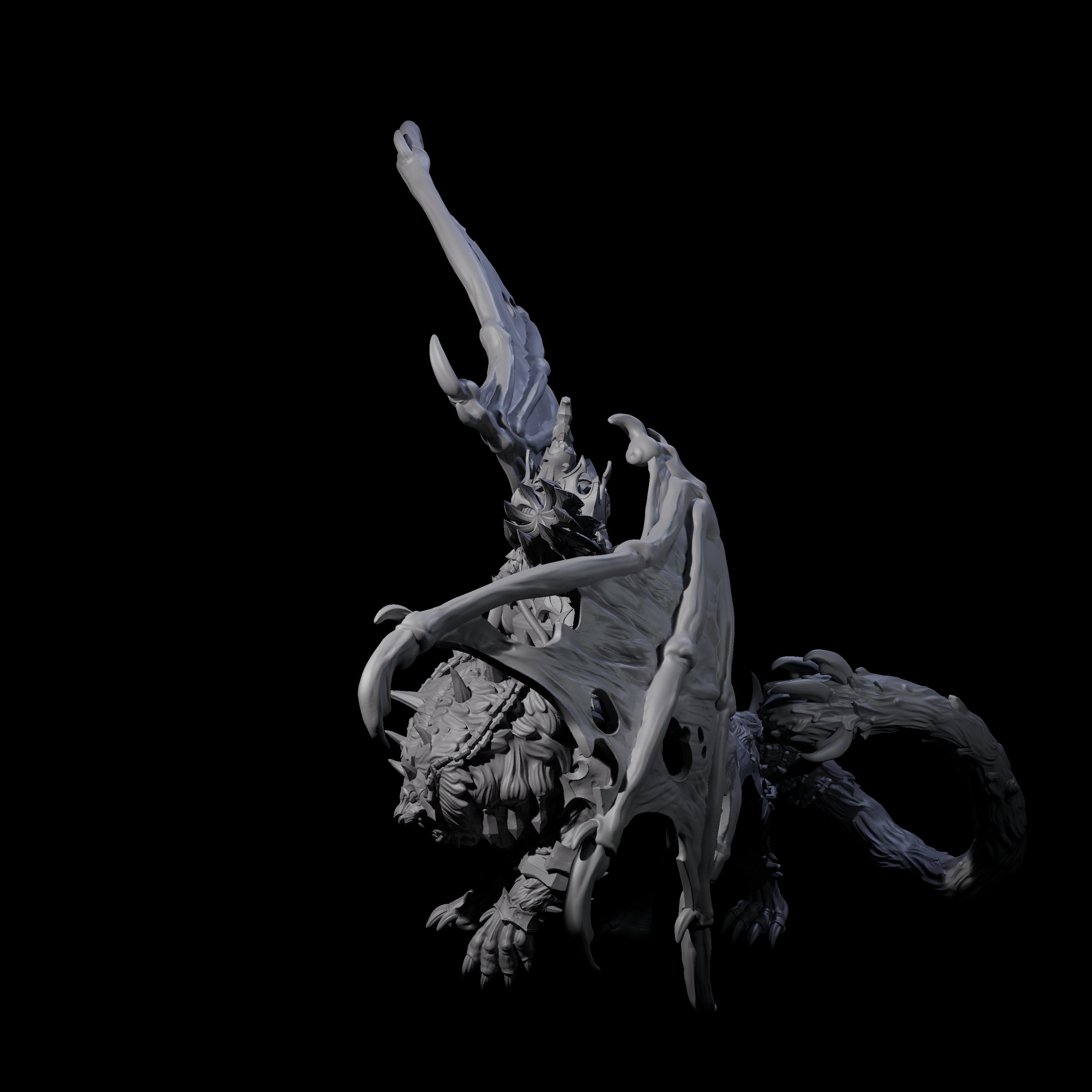 Swooping Dark Elf Manticore Rider F Miniature for Dungeons and Dragons, Pathfinder or other TTRPGs