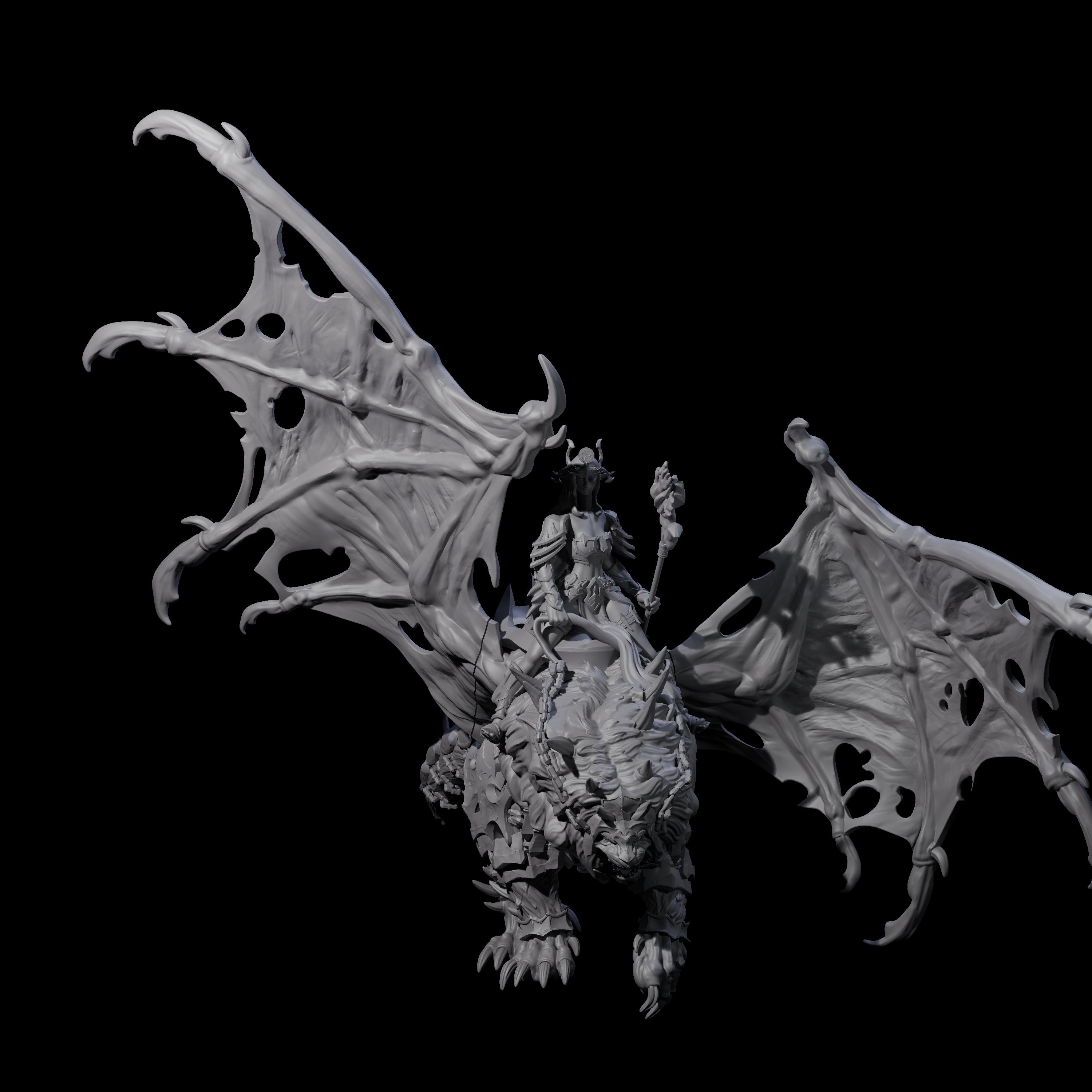 Swooping Dark Elf Manticore Rider G Miniature for Dungeons and Dragons, Pathfinder or other TTRPGs
