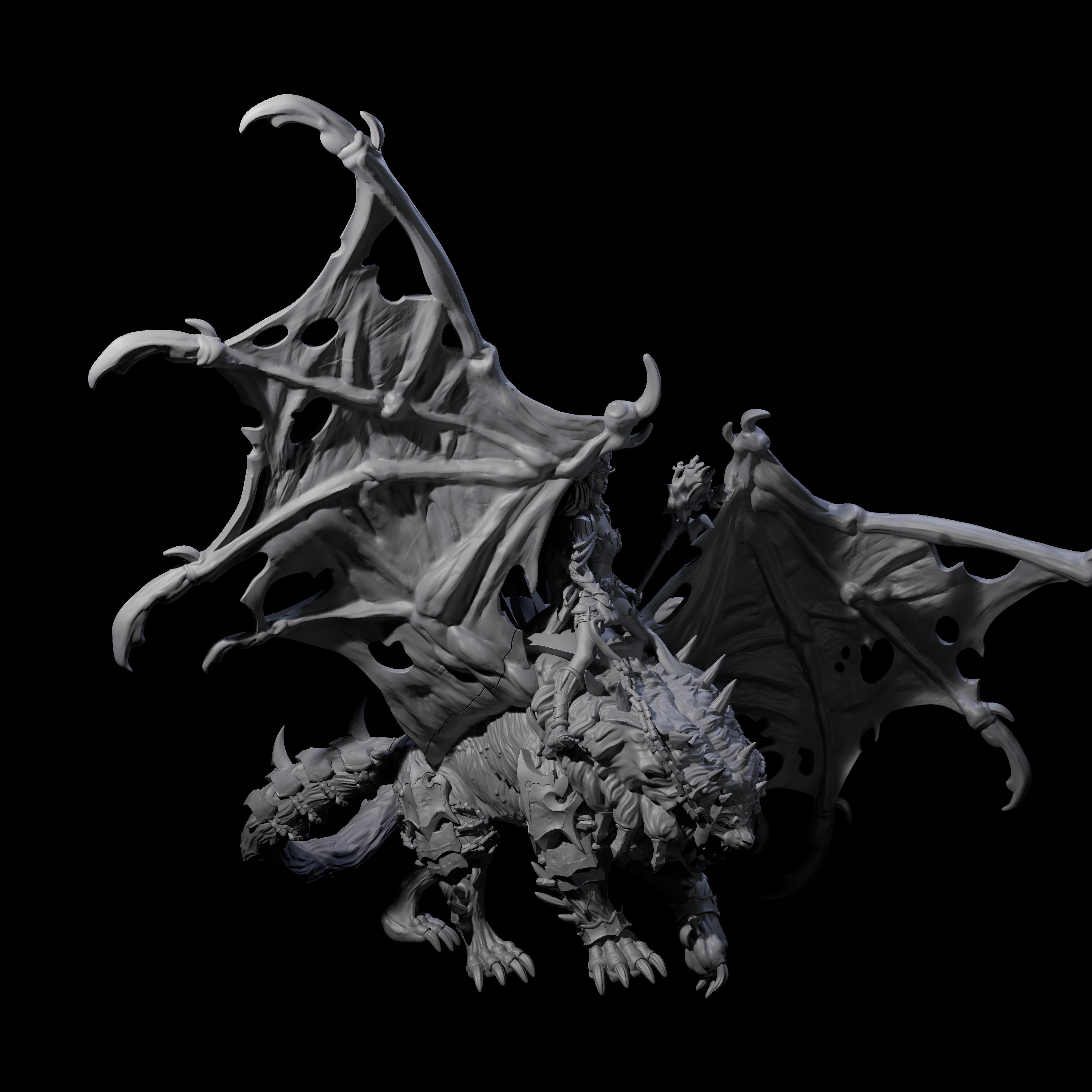 Swooping Dark Elf Manticore Rider G Miniature for Dungeons and Dragons, Pathfinder or other TTRPGs