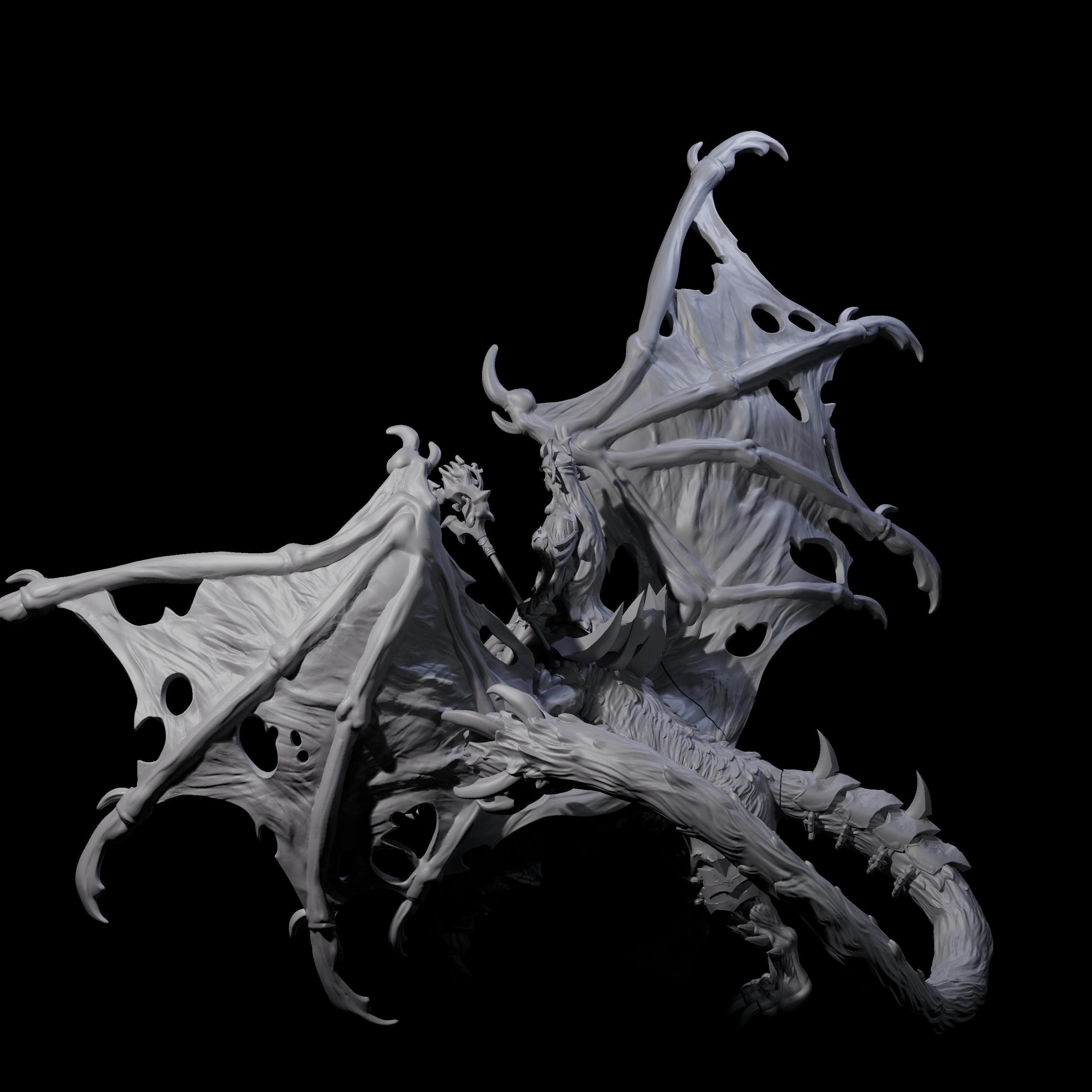 Swooping Dark Elf Manticore Rider G Miniature for Dungeons and Dragons, Pathfinder or other TTRPGs