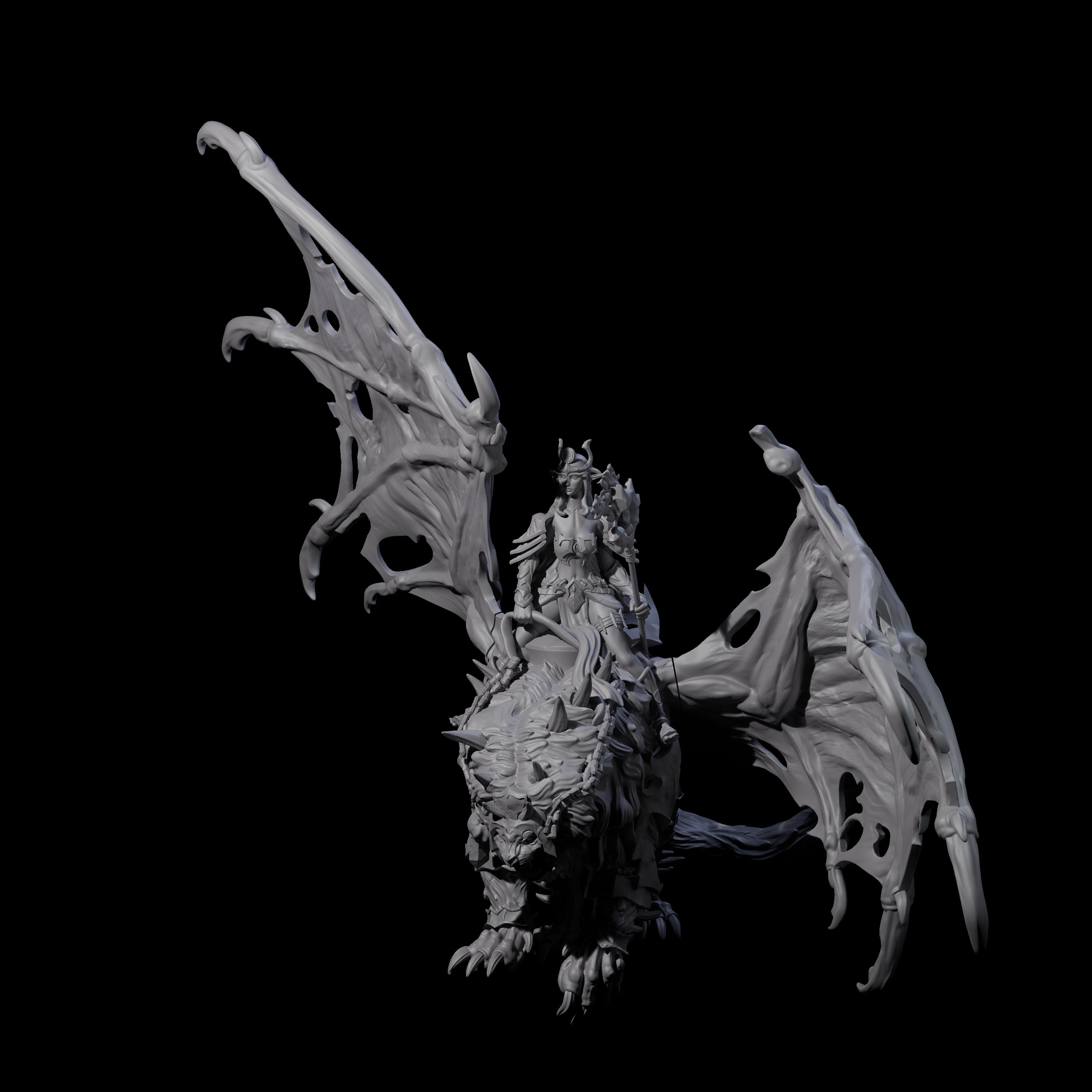 Swooping Dark Elf Manticore Rider G Miniature for Dungeons and Dragons, Pathfinder or other TTRPGs