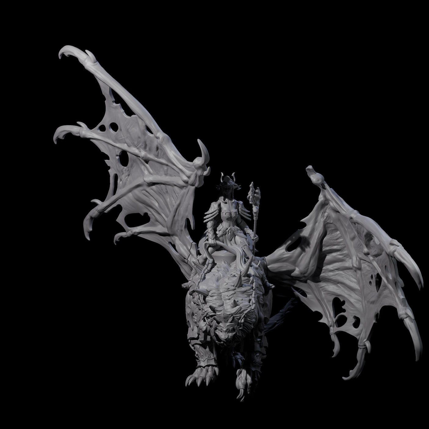 Swooping Dark Elf Manticore Rider G Miniature for Dungeons and Dragons, Pathfinder or other TTRPGs