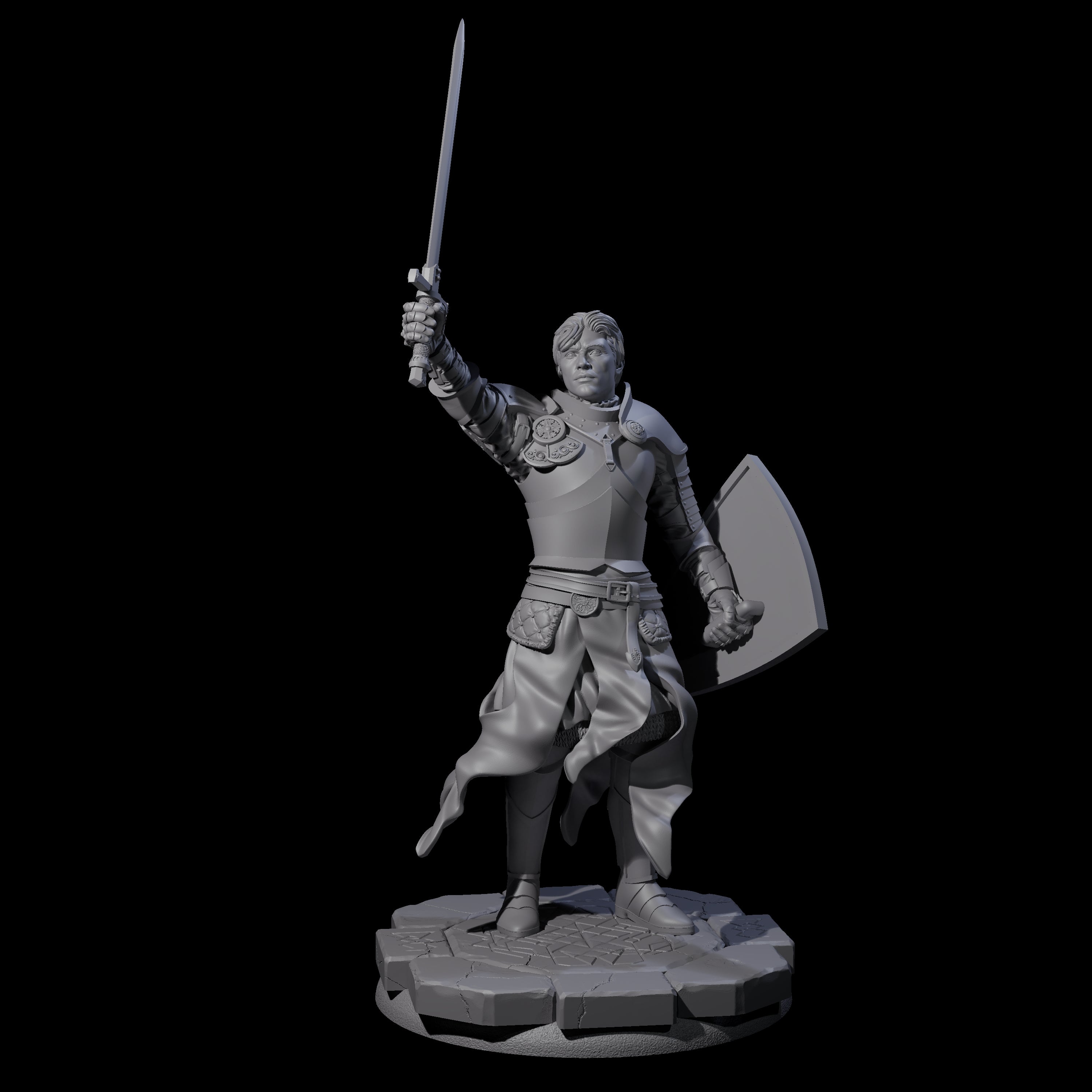 Sword Raised Paladin Knight Miniature for Dungeons and Dragons, Pathfinder or other TTRPGs