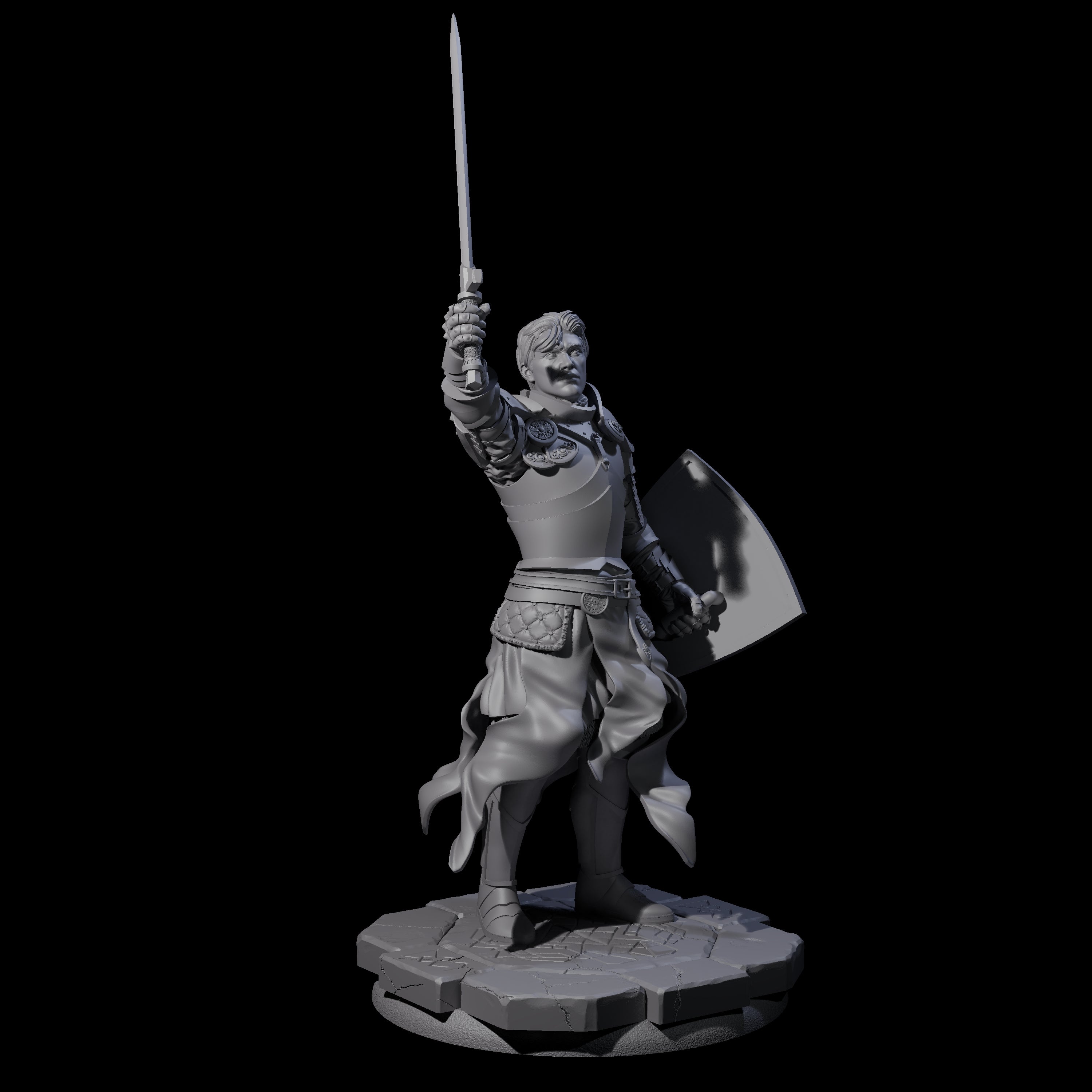 Sword Raised Paladin Knight Miniature for Dungeons and Dragons, Pathfinder or other TTRPGs