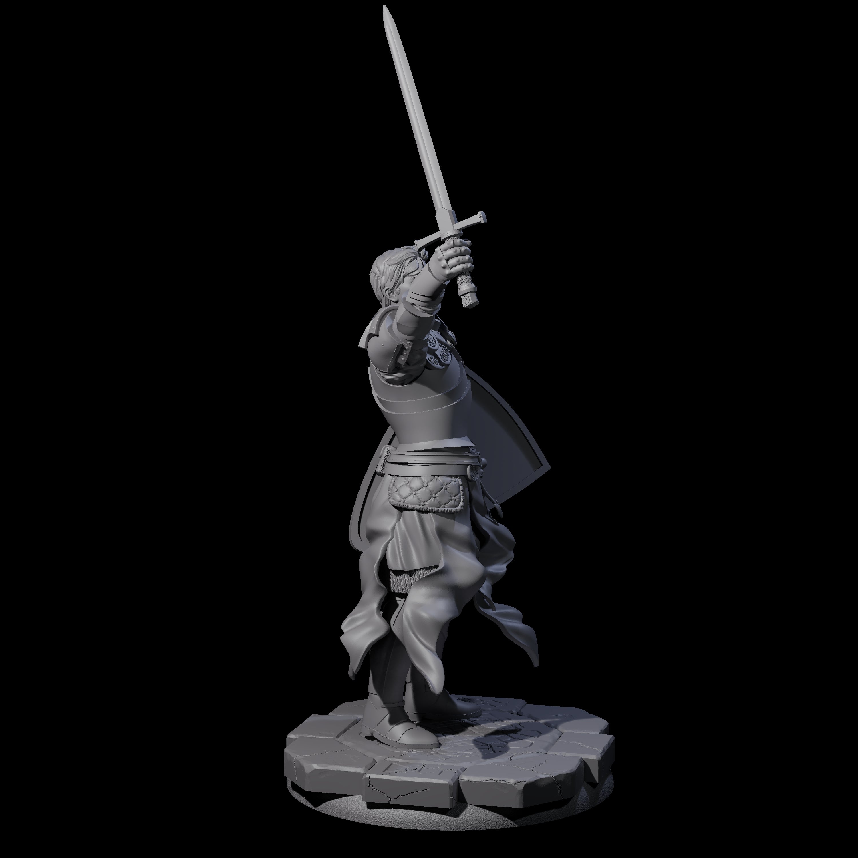 Sword Raised Paladin Knight Miniature for Dungeons and Dragons, Pathfinder or other TTRPGs