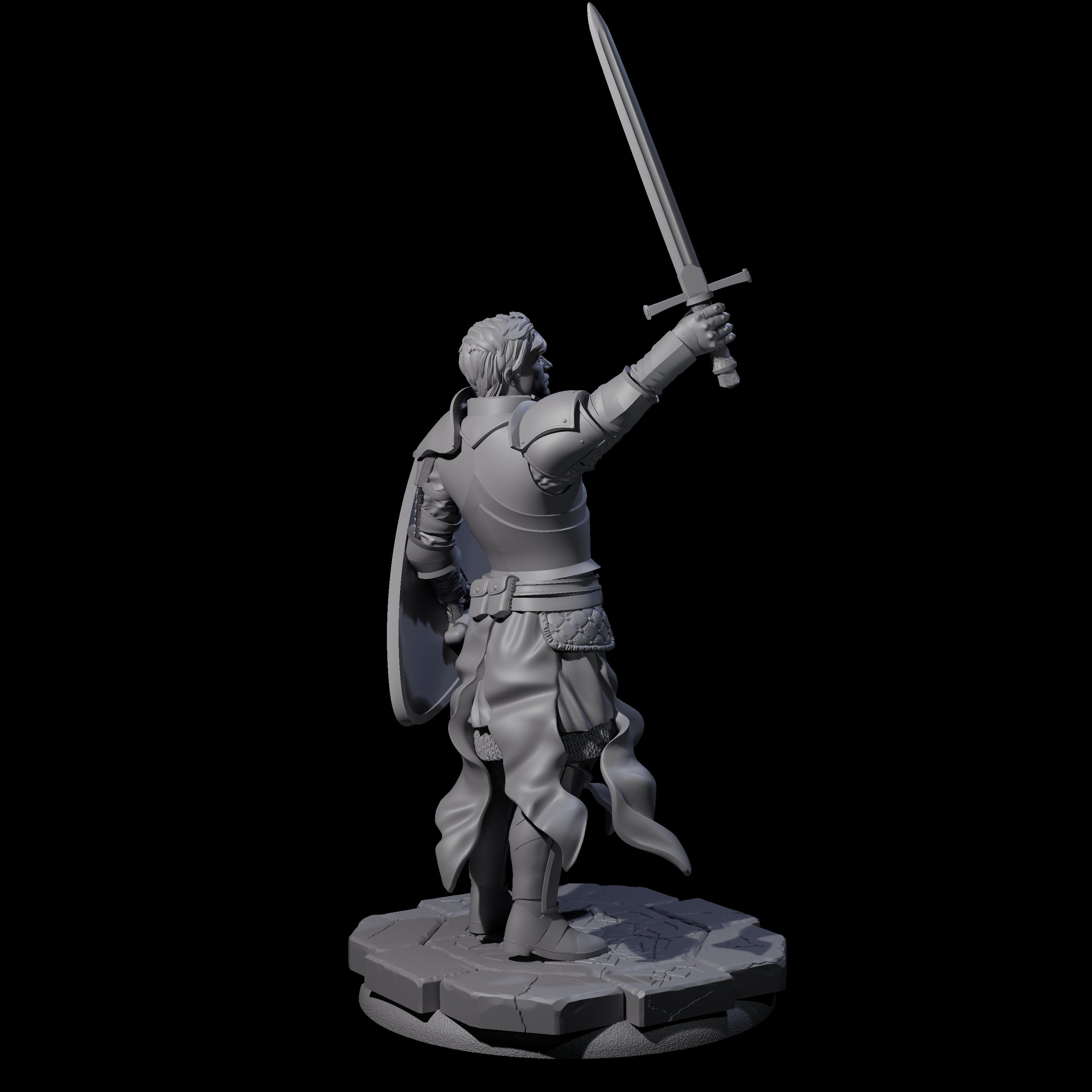 Sword Raised Paladin Knight Miniature for Dungeons and Dragons, Pathfinder or other TTRPGs