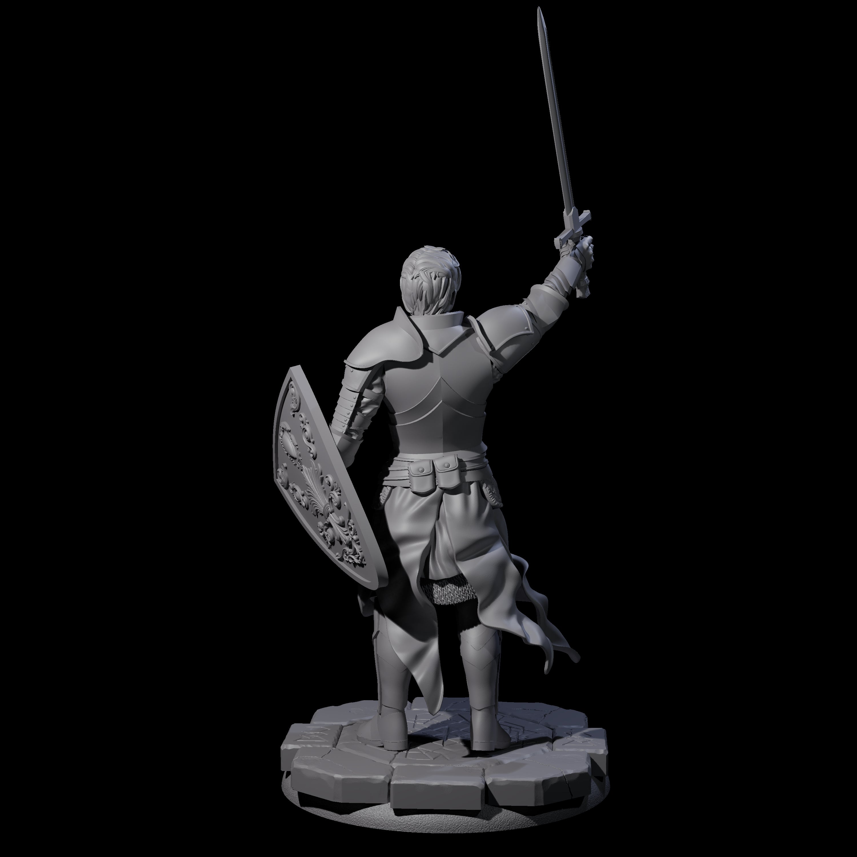 Sword Raised Paladin Knight Miniature for Dungeons and Dragons, Pathfinder or other TTRPGs