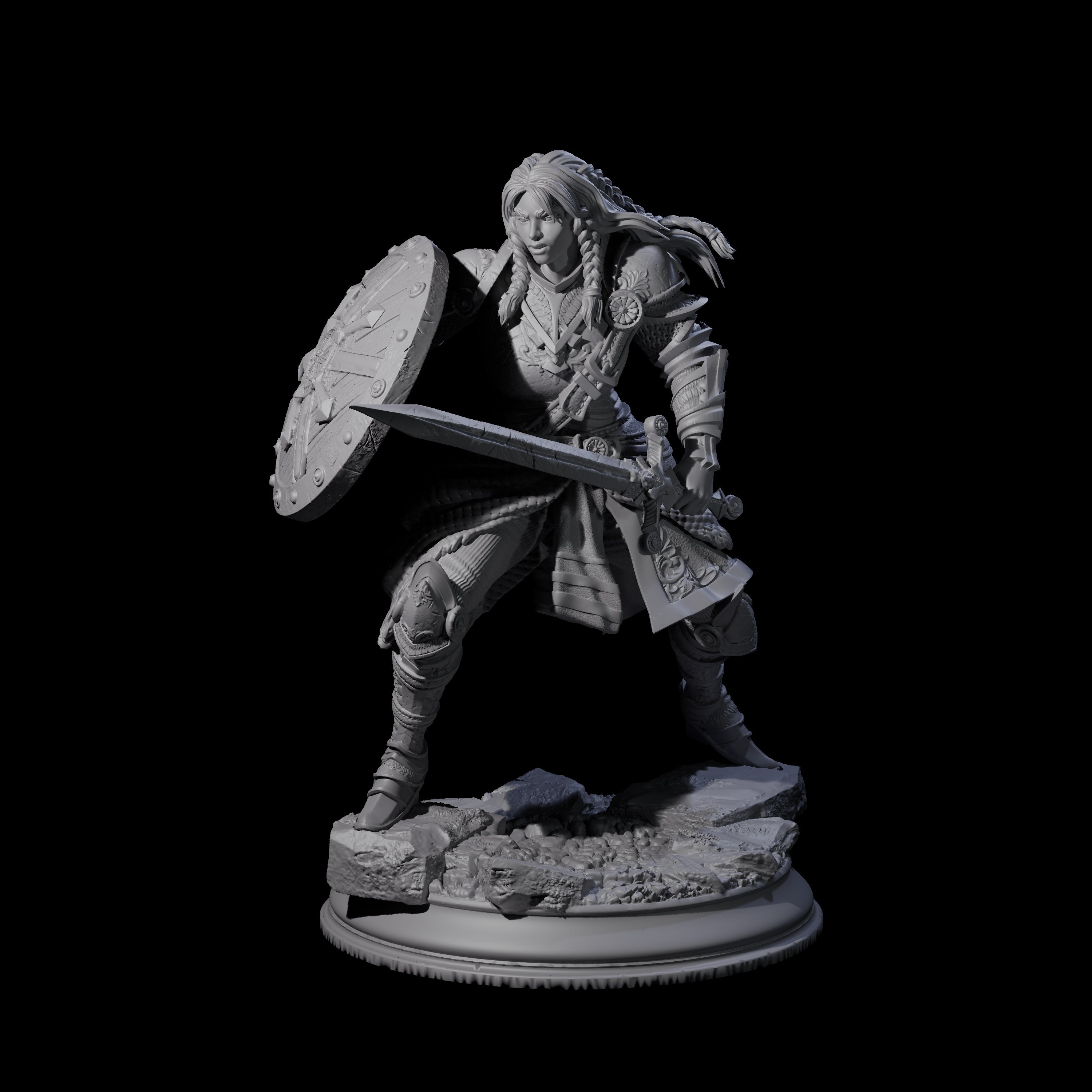 Sword and Board Fighter Miniature for Dungeons and Dragons, Pathfinder or other TTRPGs