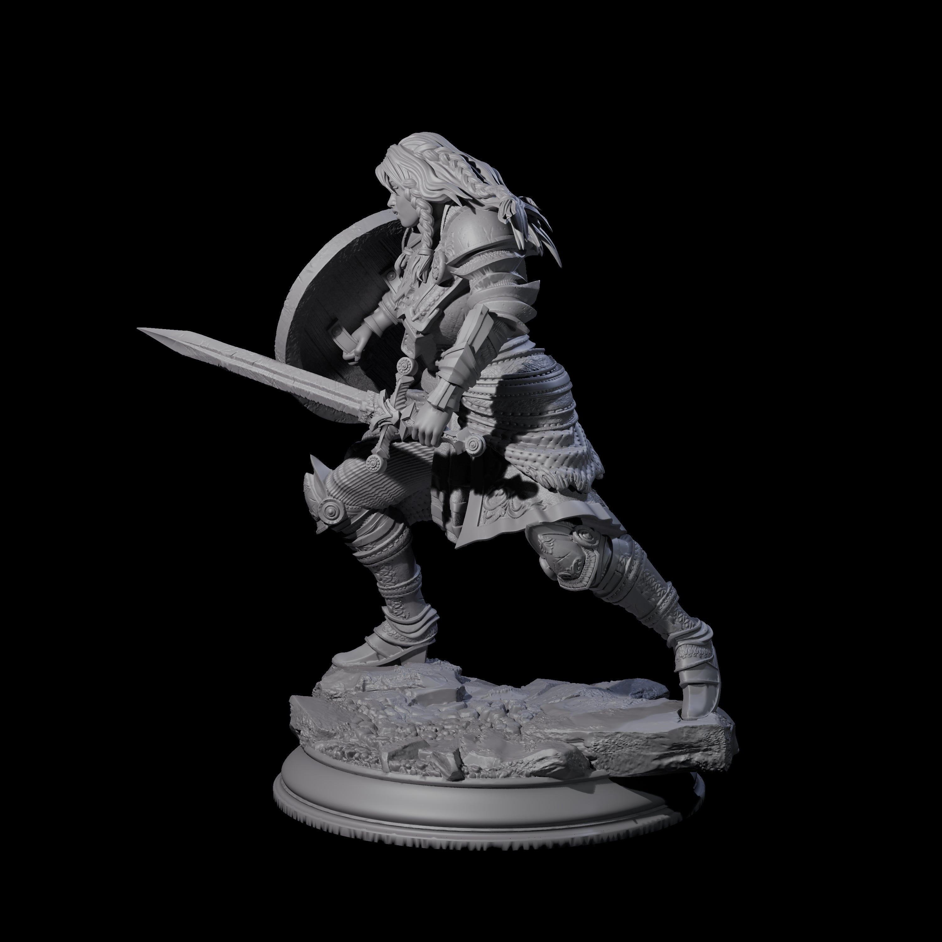Sword and Board Fighter Miniature for Dungeons and Dragons, Pathfinder or other TTRPGs