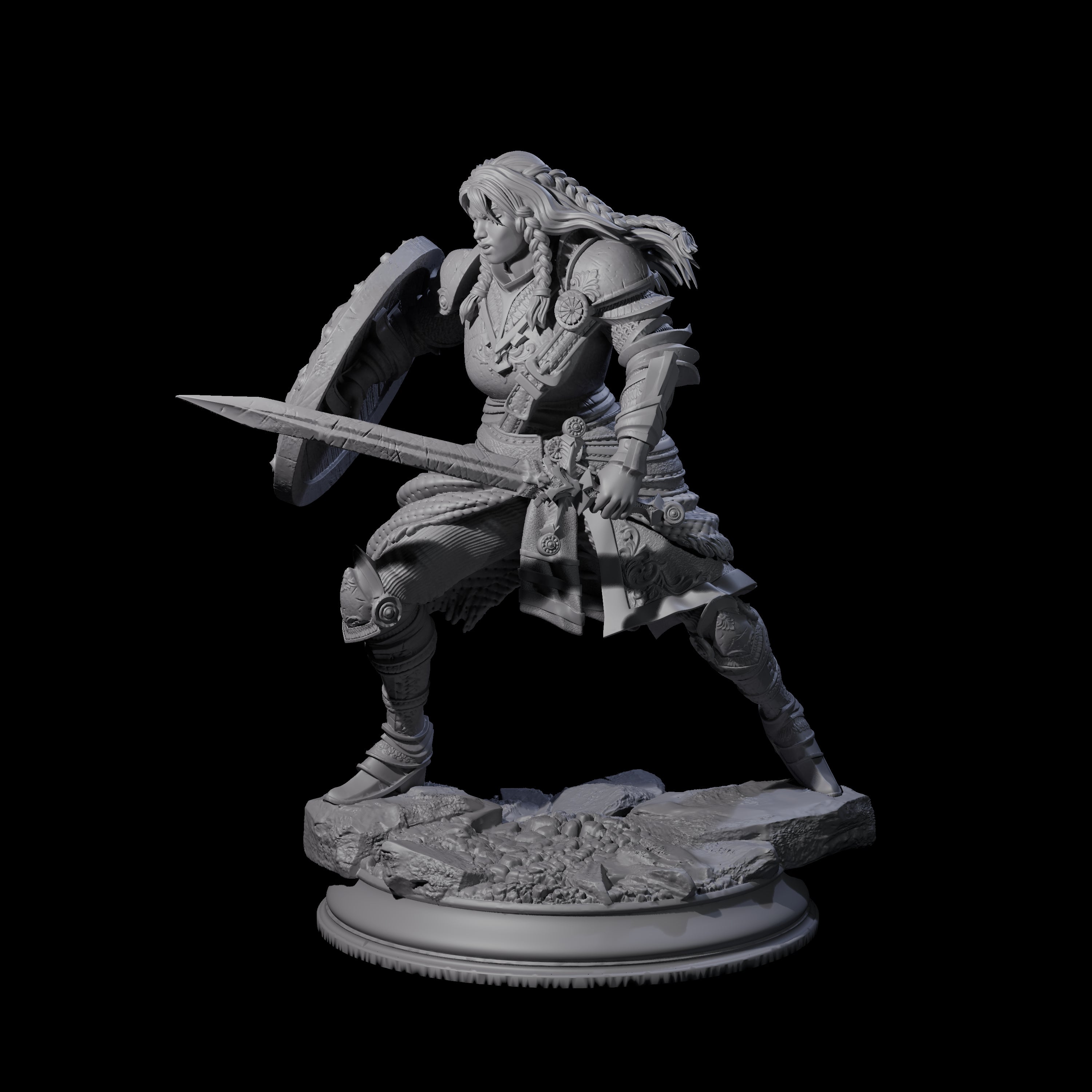 Sword and Board Fighter Miniature for Dungeons and Dragons, Pathfinder or other TTRPGs