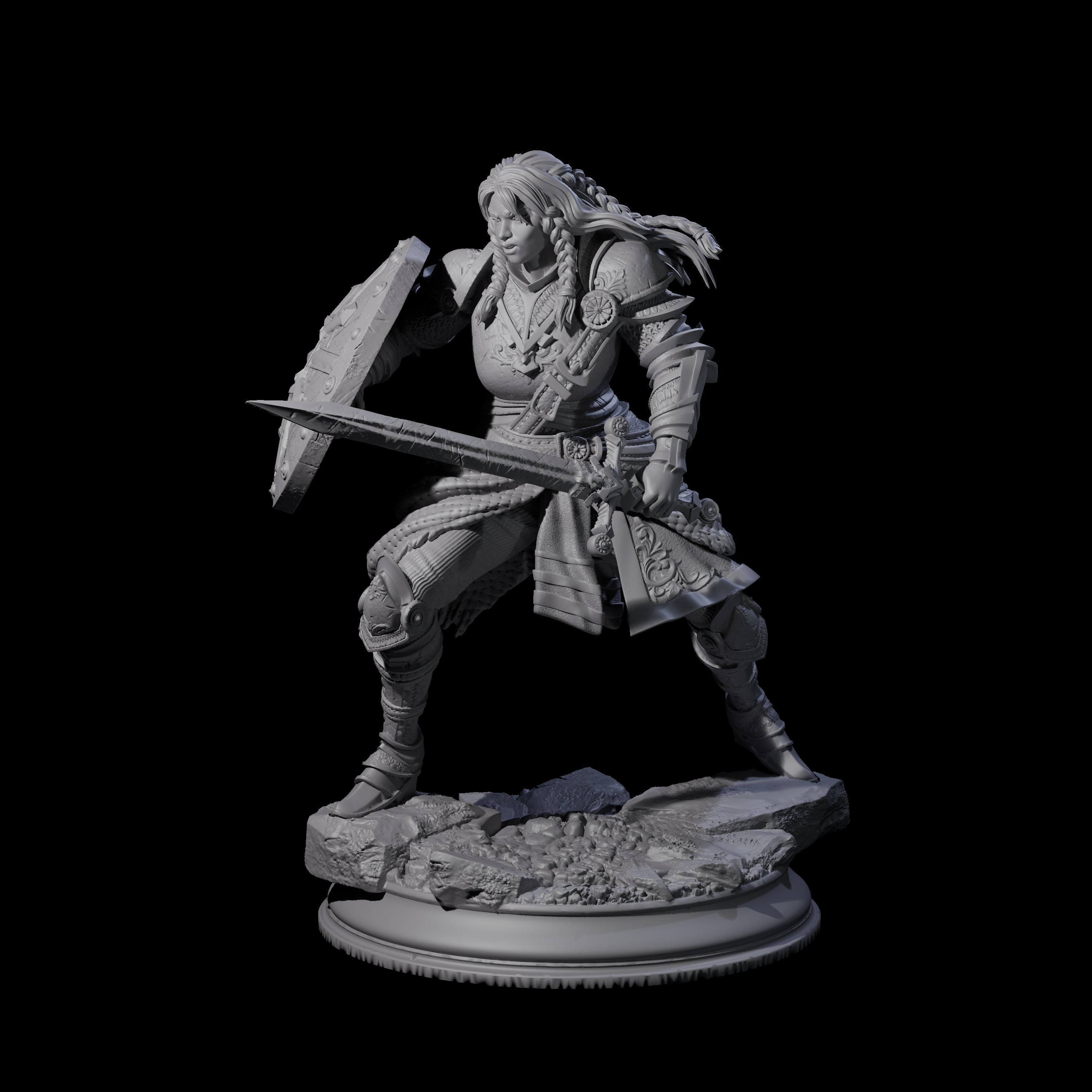 Sword and Board Fighter Miniature for Dungeons and Dragons, Pathfinder or other TTRPGs