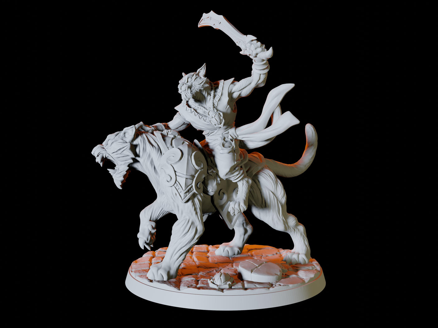 Tabaxi Rider Type A Miniature for Dungeons and Dragons, Pathfinder or other TTRPGs