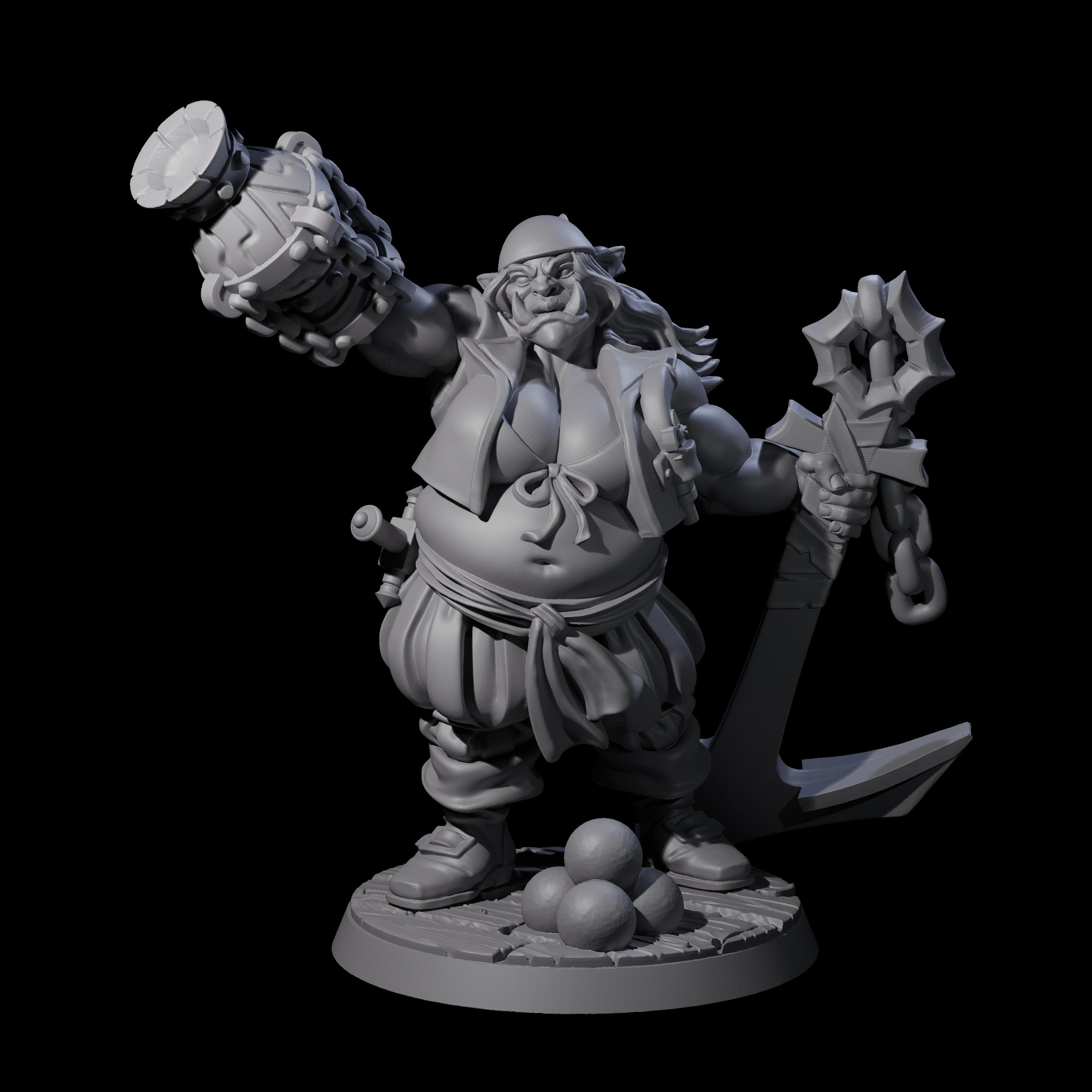 Tenacious Half Orc Quartermaster Pirate Miniature for Dungeons and Dragons, Pathfinder or other TTRPGs