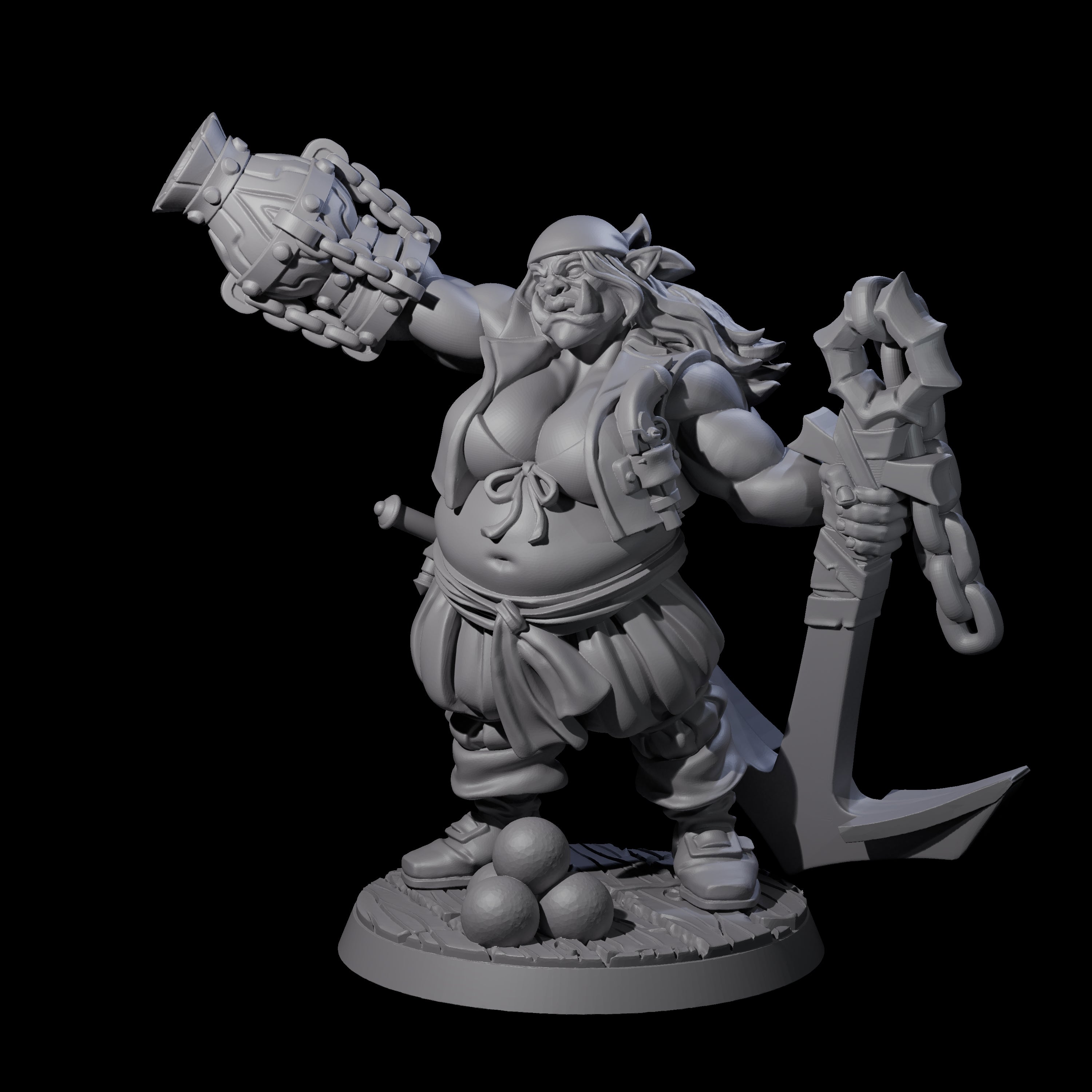 Tenacious Half Orc Quartermaster Pirate Miniature for Dungeons and Dragons, Pathfinder or other TTRPGs