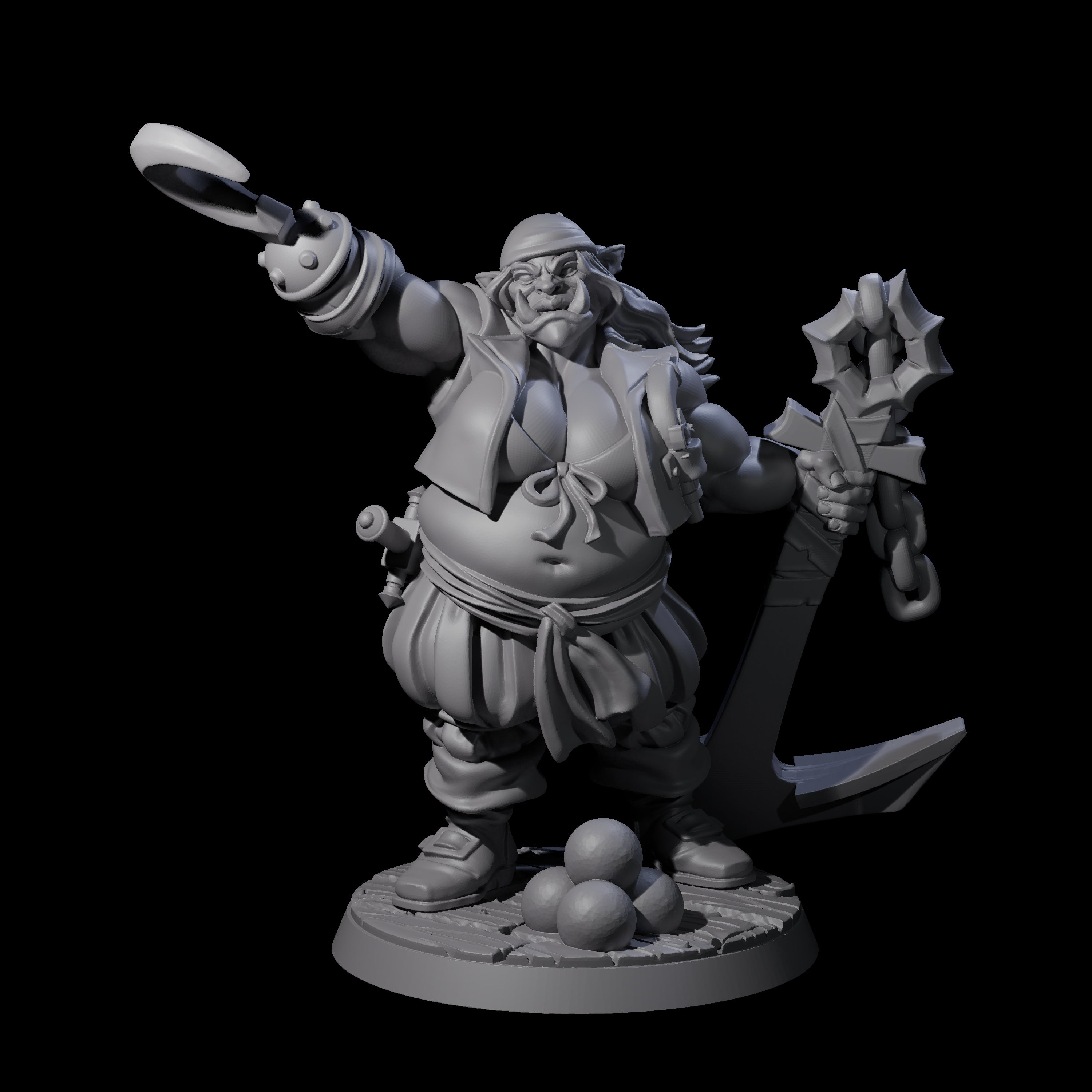 Tenacious Half Orc Quartermaster Pirate Miniature for Dungeons and Dragons, Pathfinder or other TTRPGs