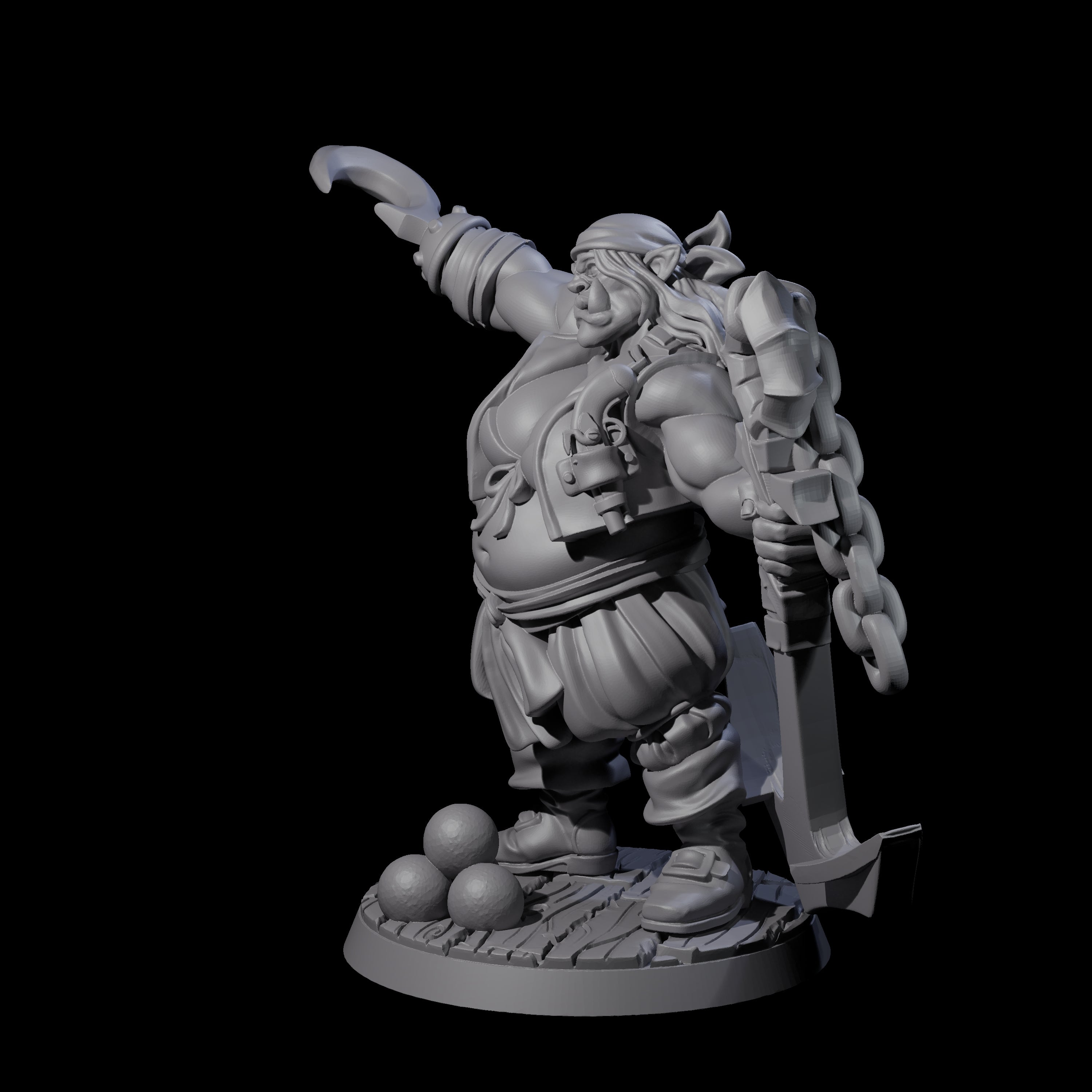 Tenacious Half Orc Quartermaster Pirate Miniature for Dungeons and Dragons, Pathfinder or other TTRPGs
