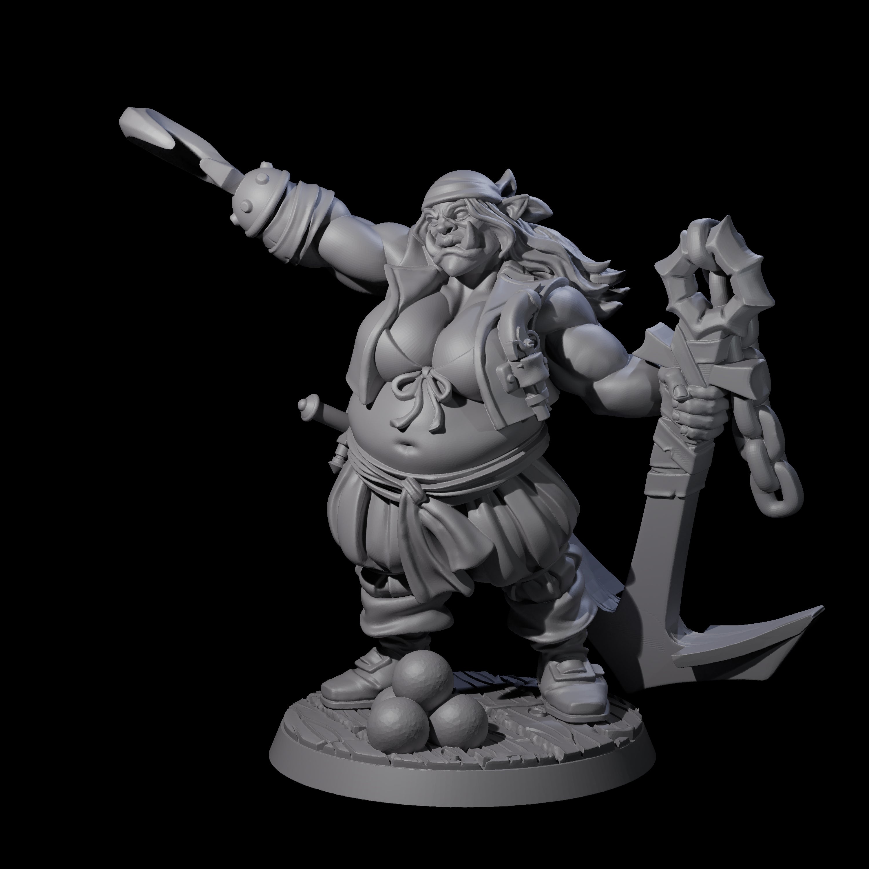 Tenacious Half Orc Quartermaster Pirate Miniature for Dungeons and Dragons, Pathfinder or other TTRPGs