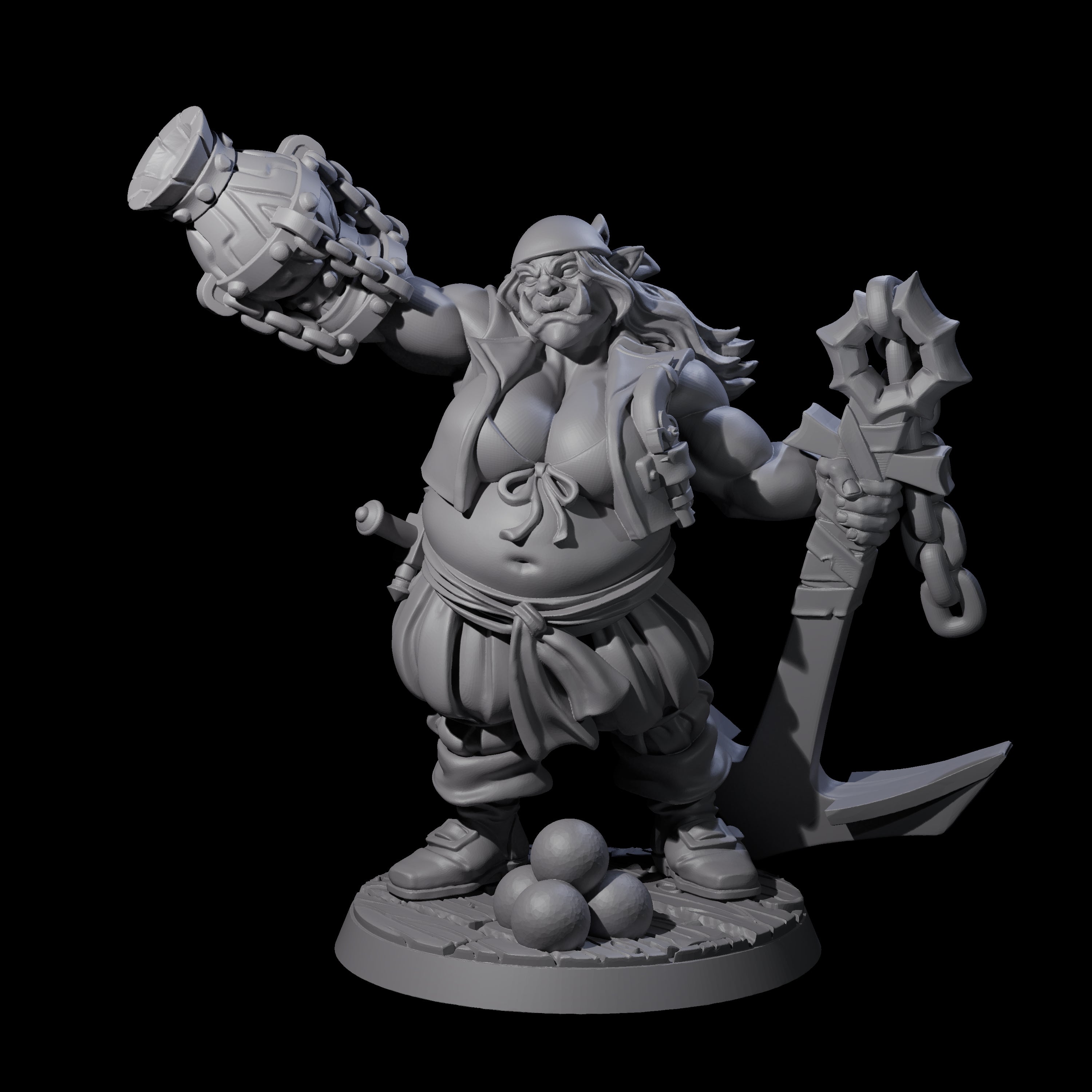 Tenacious Half Orc Quartermaster Pirate Miniature for Dungeons and Dragons, Pathfinder or other TTRPGs