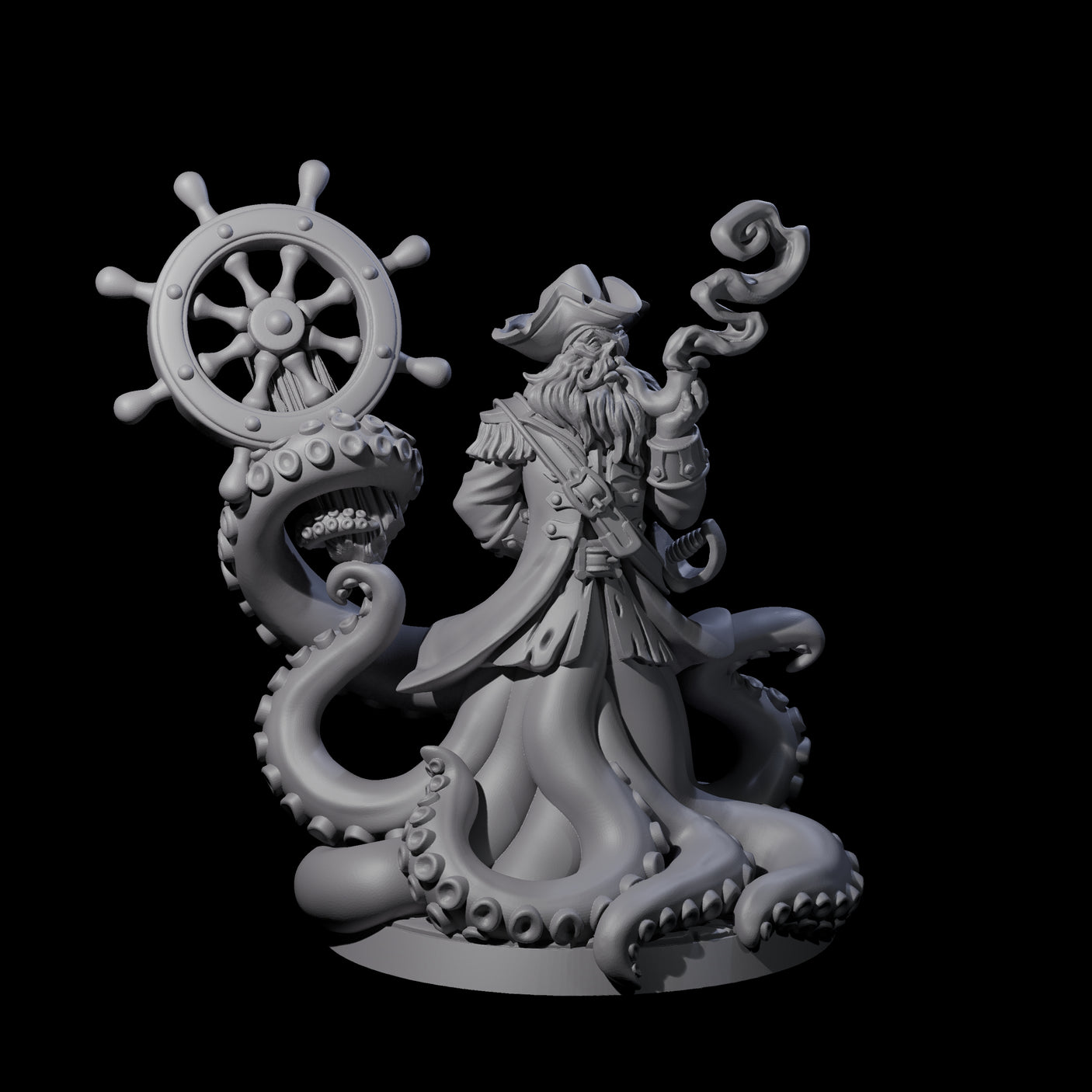 Tentacly Captain of the Seven Seas Miniature for Dungeons and Dragons, Pathfinder or other TTRPGs